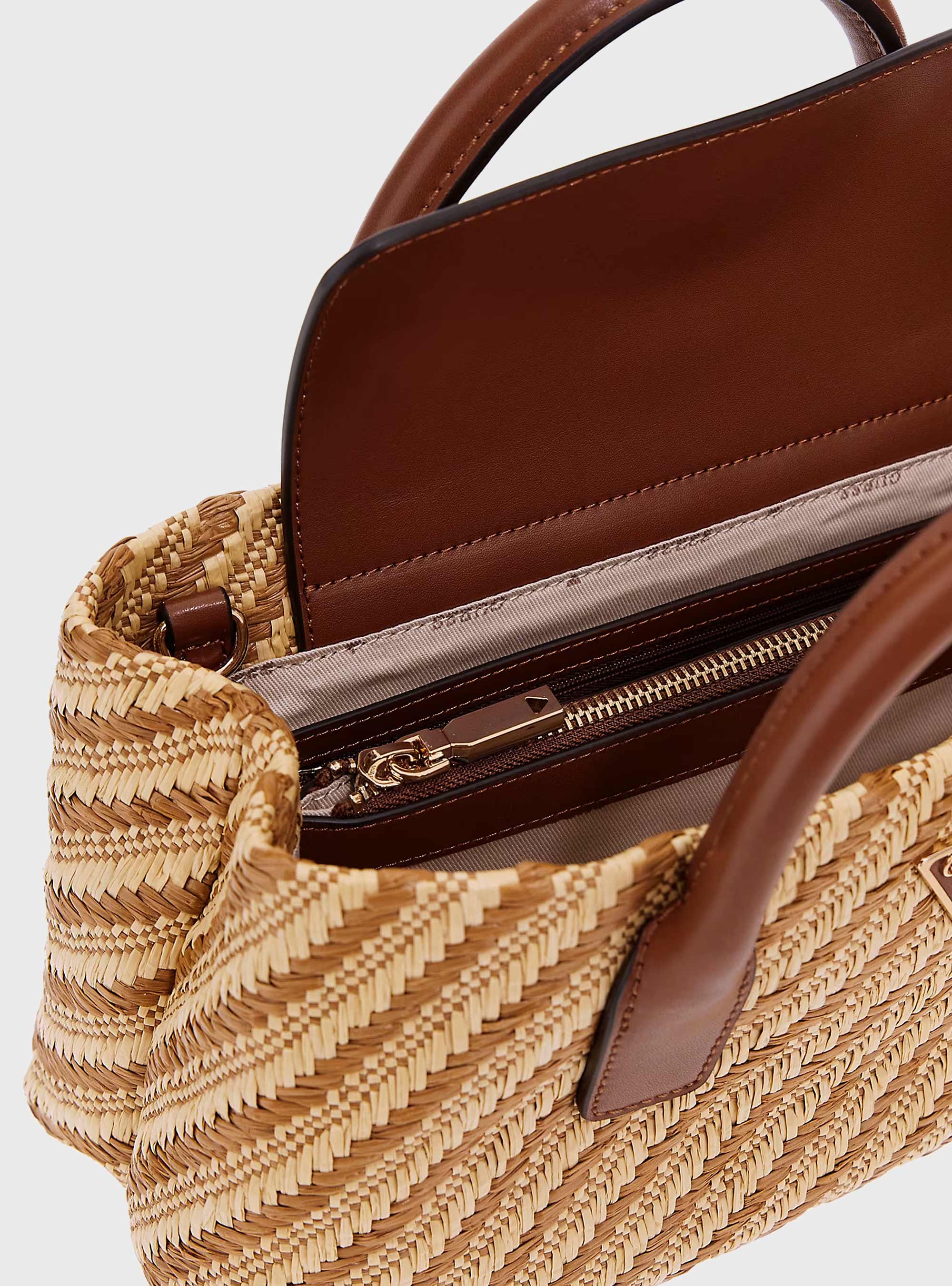 Guess Simona Raffia Handbag - Natural