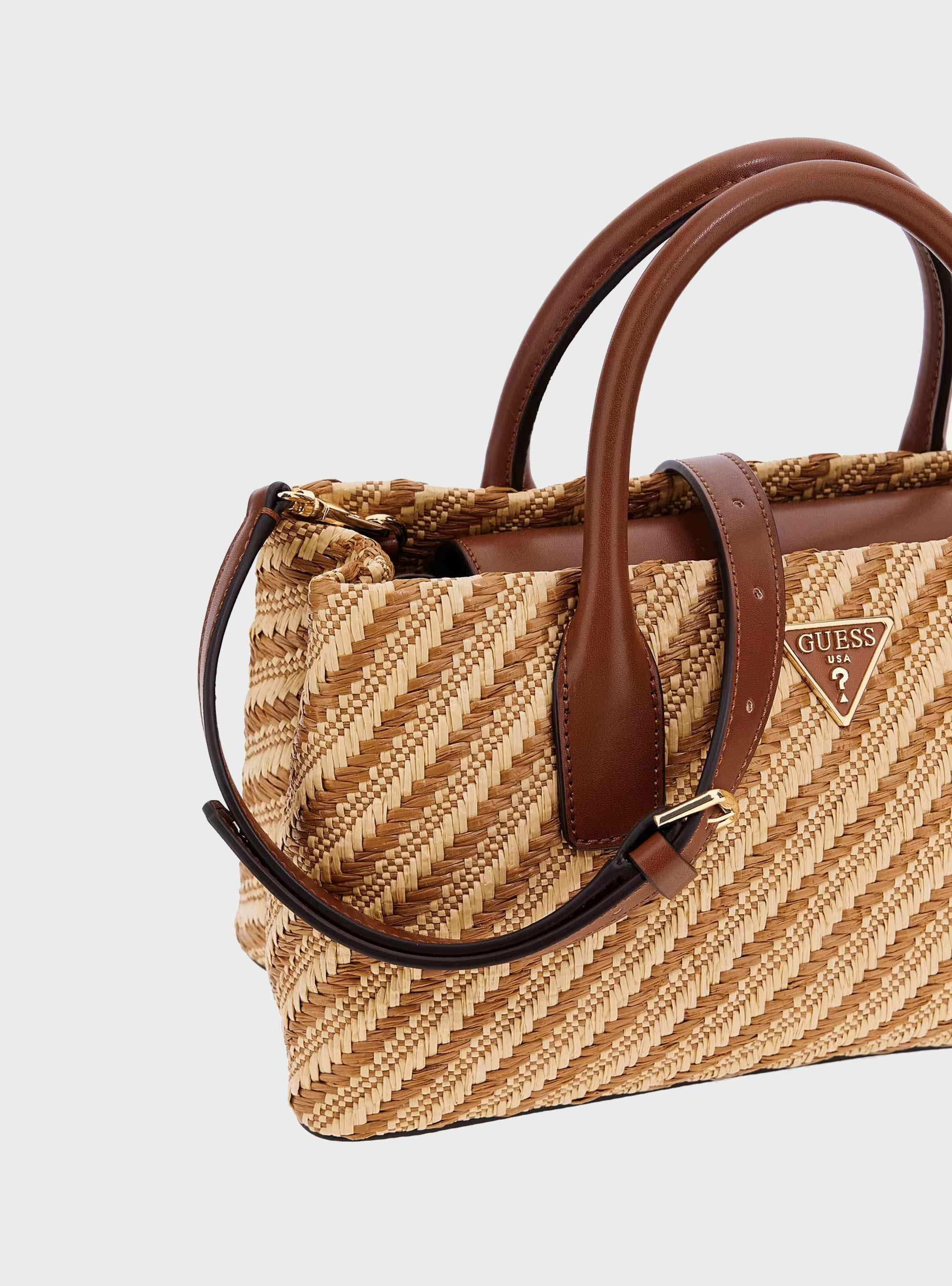 Guess Simona Raffia Handbag - Natural
