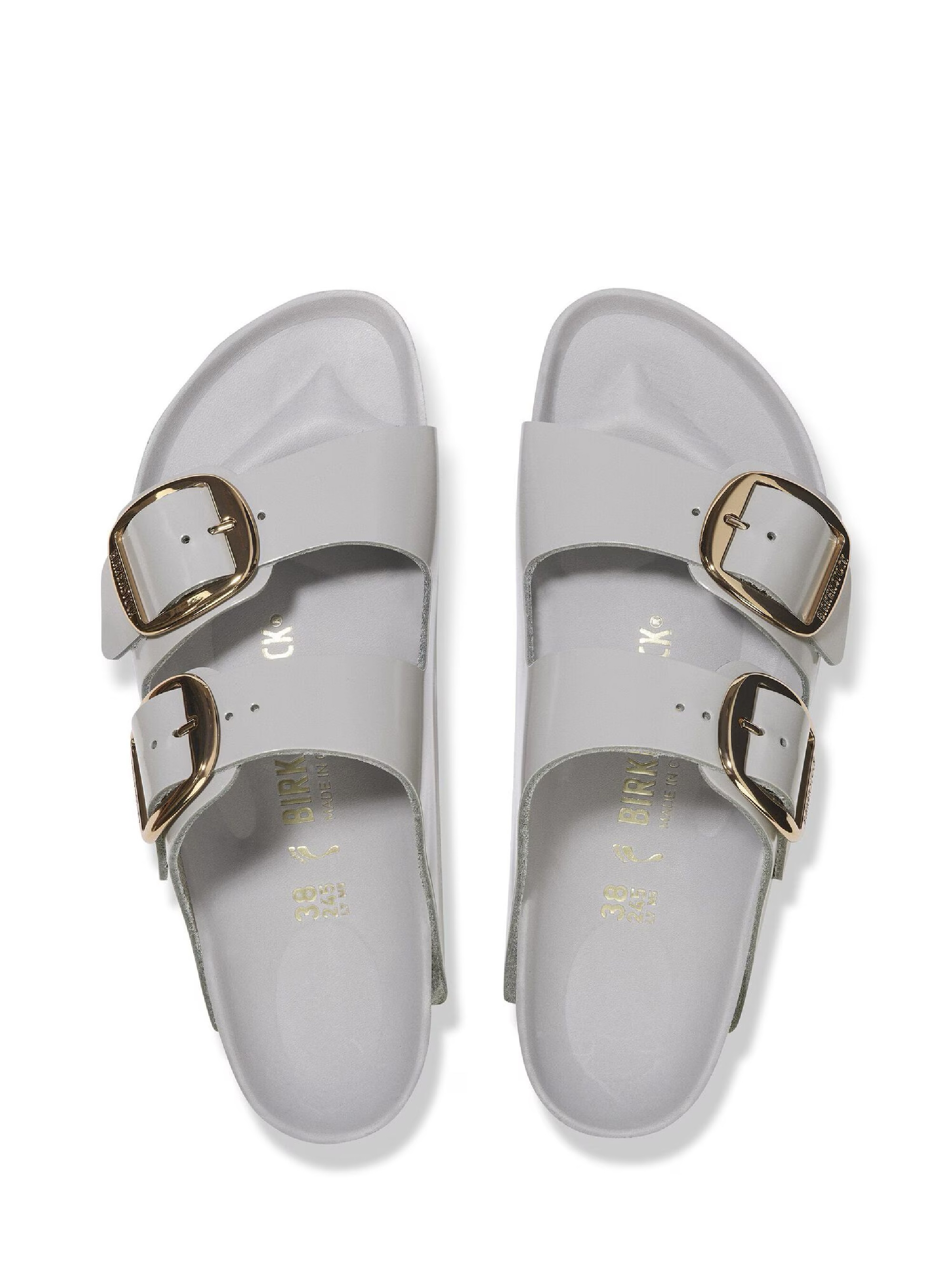 Birkenstock Arizona Big Buckle Narrow Fit Sandals High Shine - Light Grey