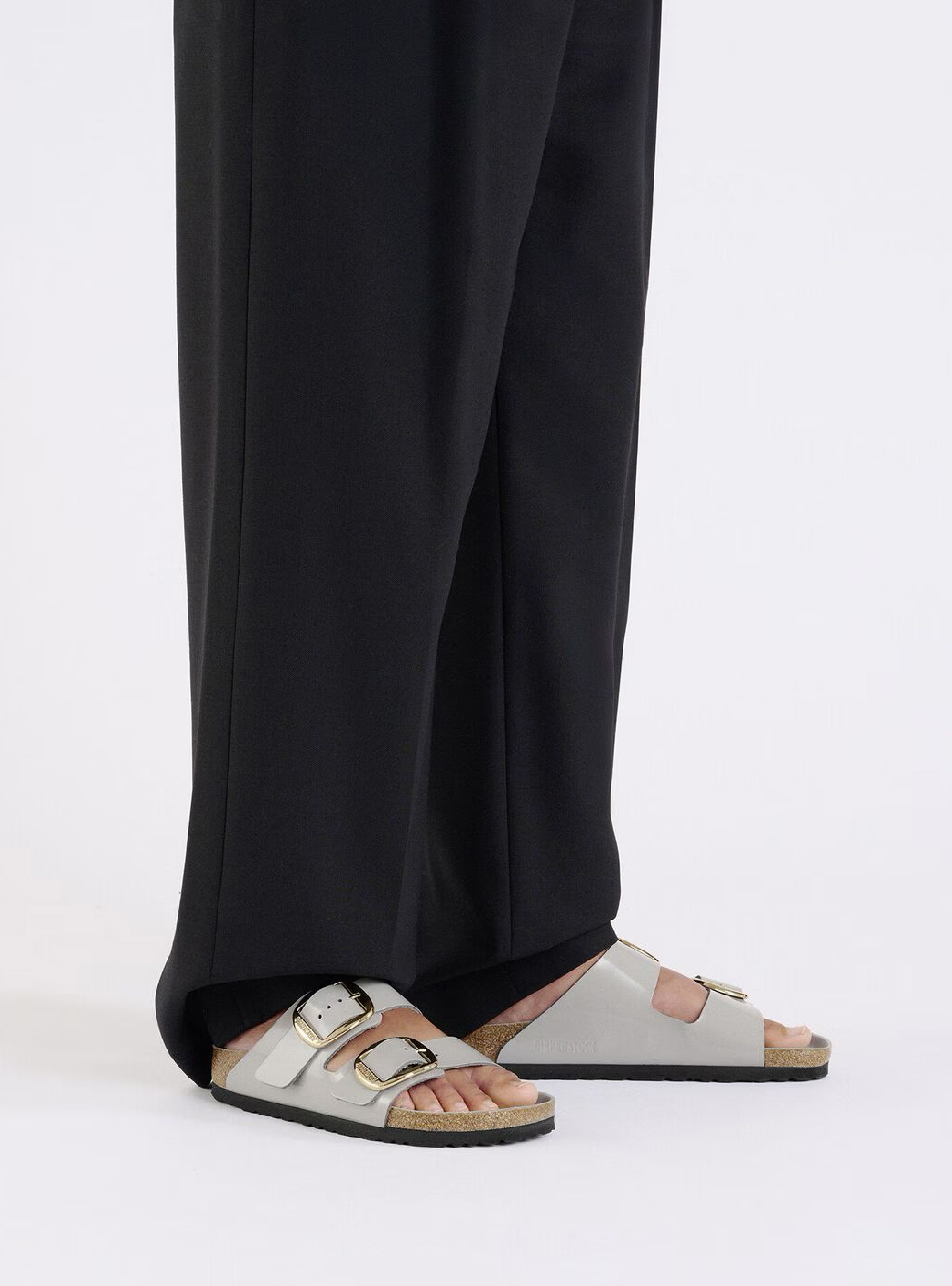 Birkenstock Arizona Big Buckle Narrow Fit Sandals High Shine - Light Grey