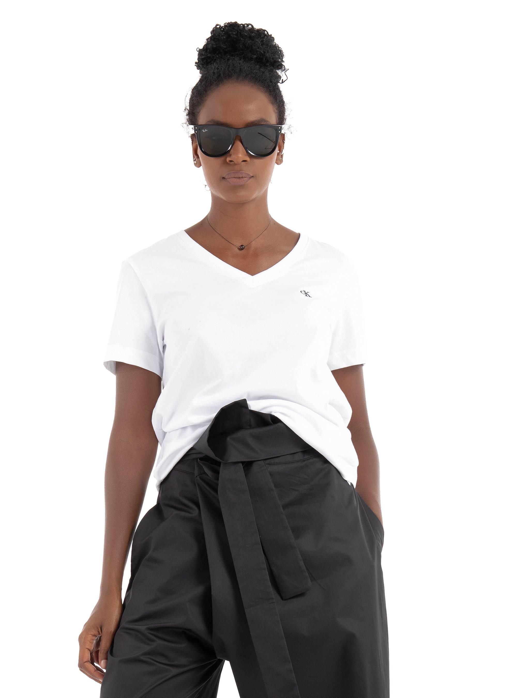 Calvin Klein Archive Jersey V-neck Tee - White