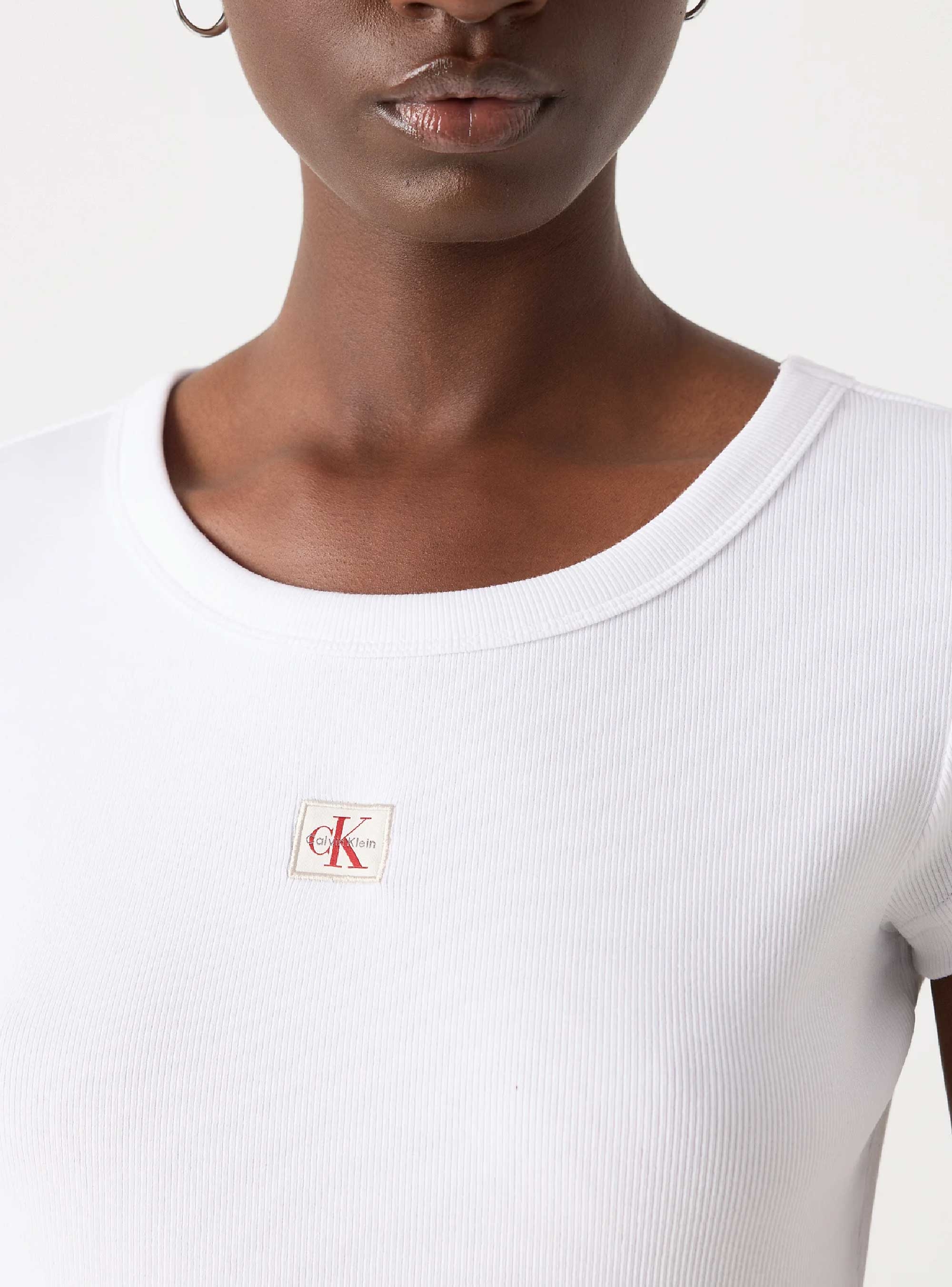 Calvin Klein Cotton Stretch Rib Baby Tee - White