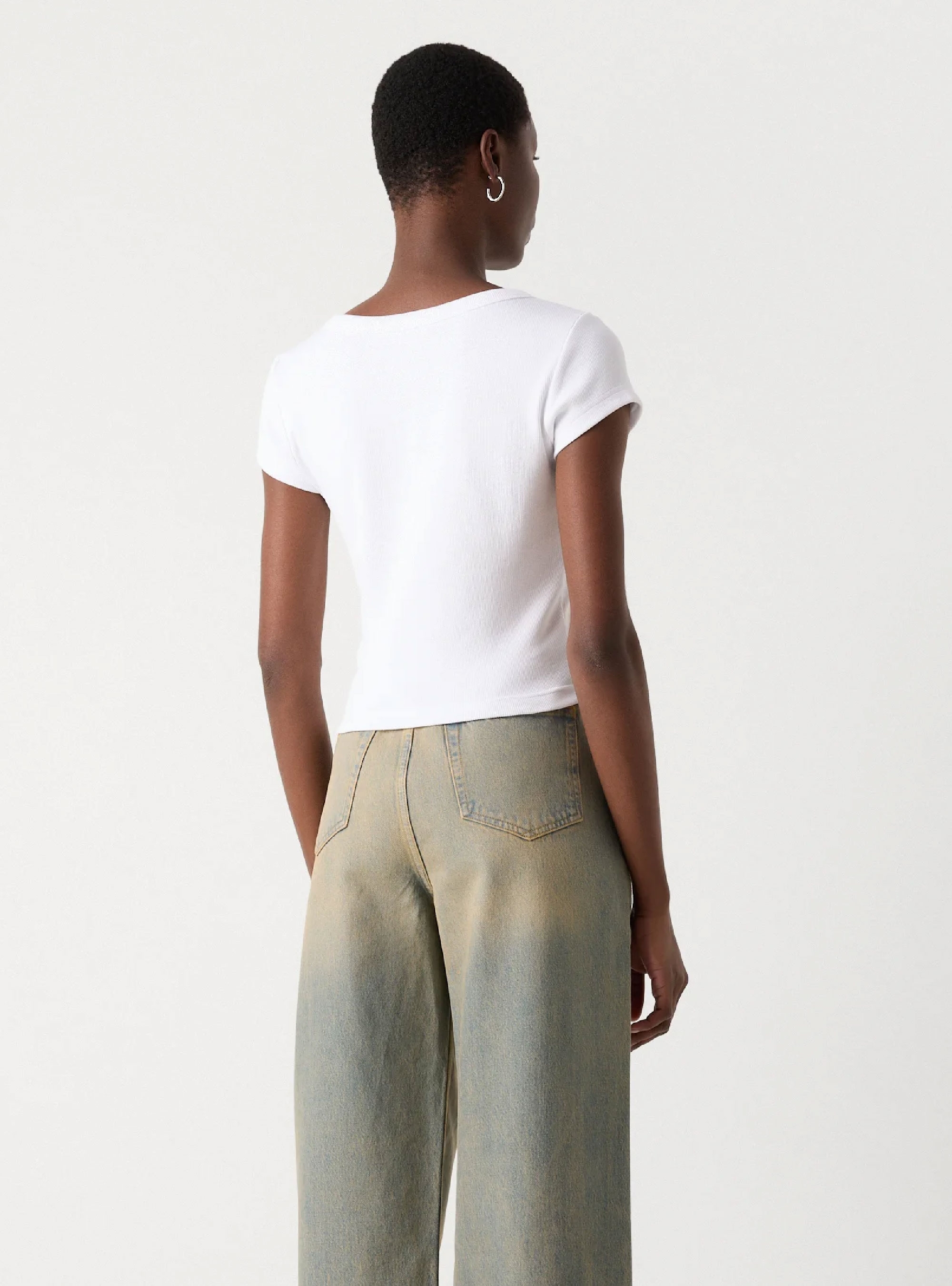 Calvin Klein Cotton Stretch Rib Baby Tee - White