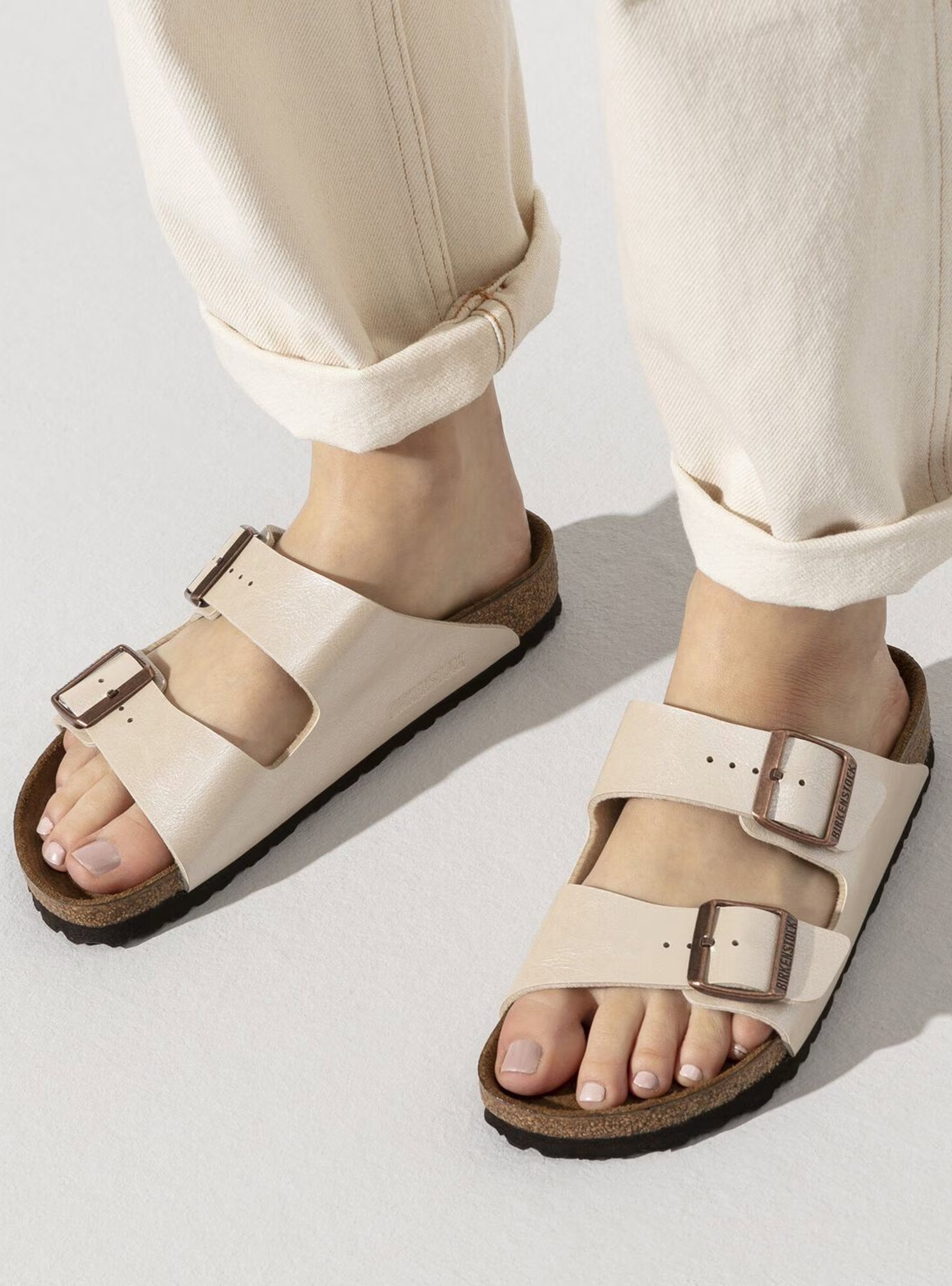 Birkenstock Arizona Birko Flor Narrow Fit Sandals - Pearl