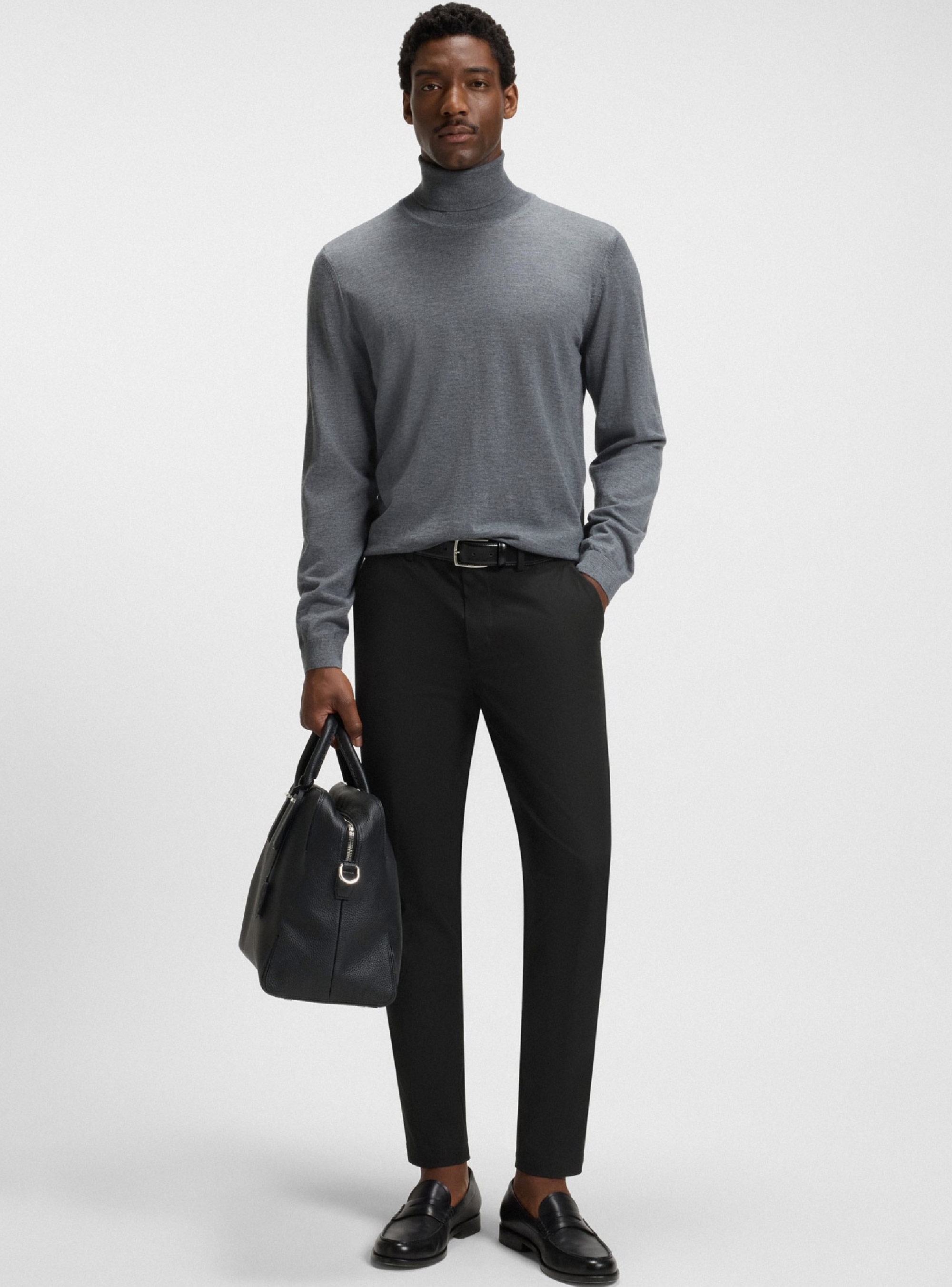 BOSS Slim-Fit Trousers In A Stretch-Cotton Blend P-Kaiton1-Zip - Black