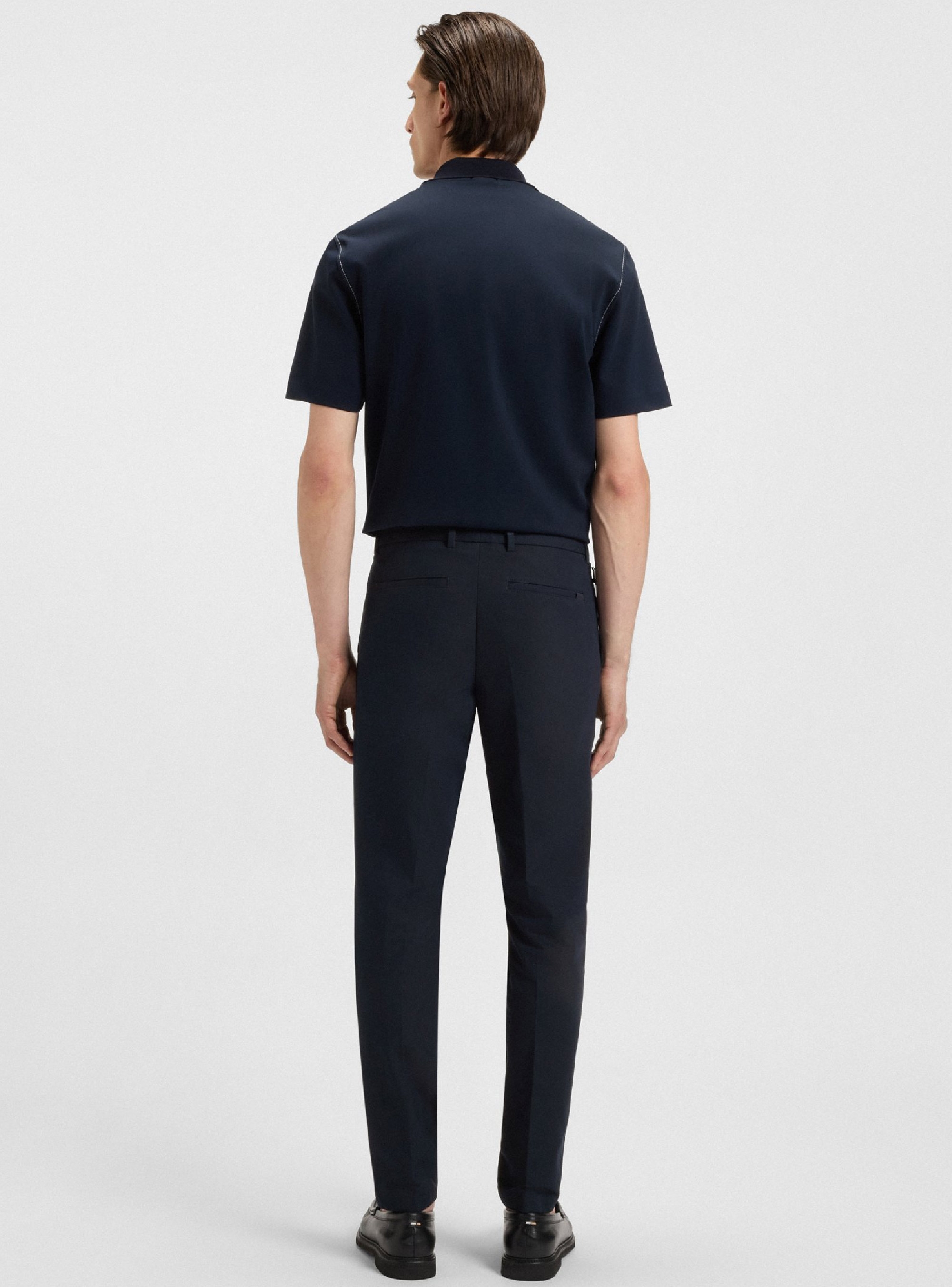 BOSS Slim-Fit Trousers In A Stretch-Cotton Blend P-Kaiton1-Zip - Dark Blue