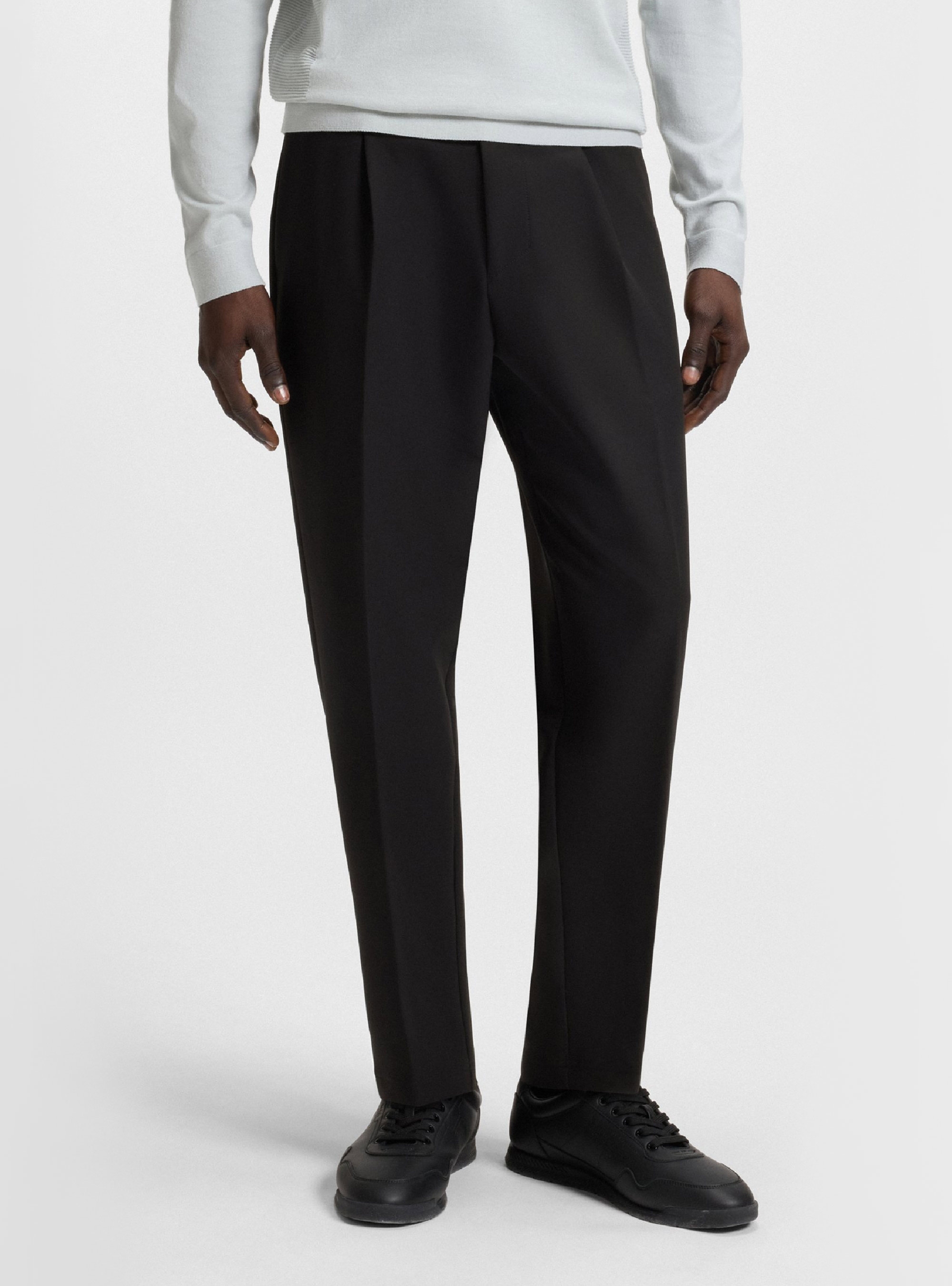 BOSS Tapered Fit Water Repellent Trousers T_Convert-Pleat - Black