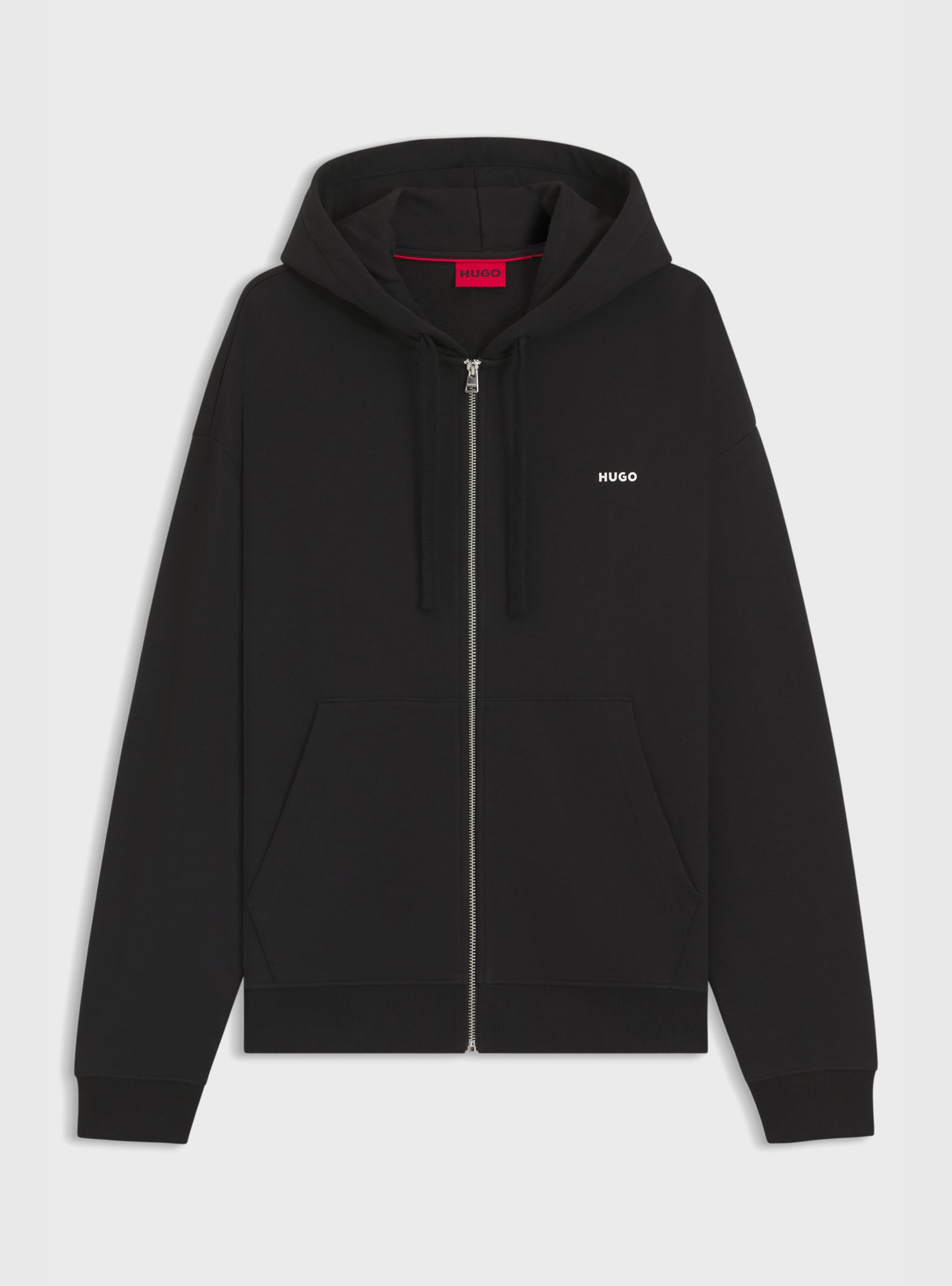 HUGO Relaxed-Fit Zip-Up Hoodie In Cotton Terry Dapozip - Black
