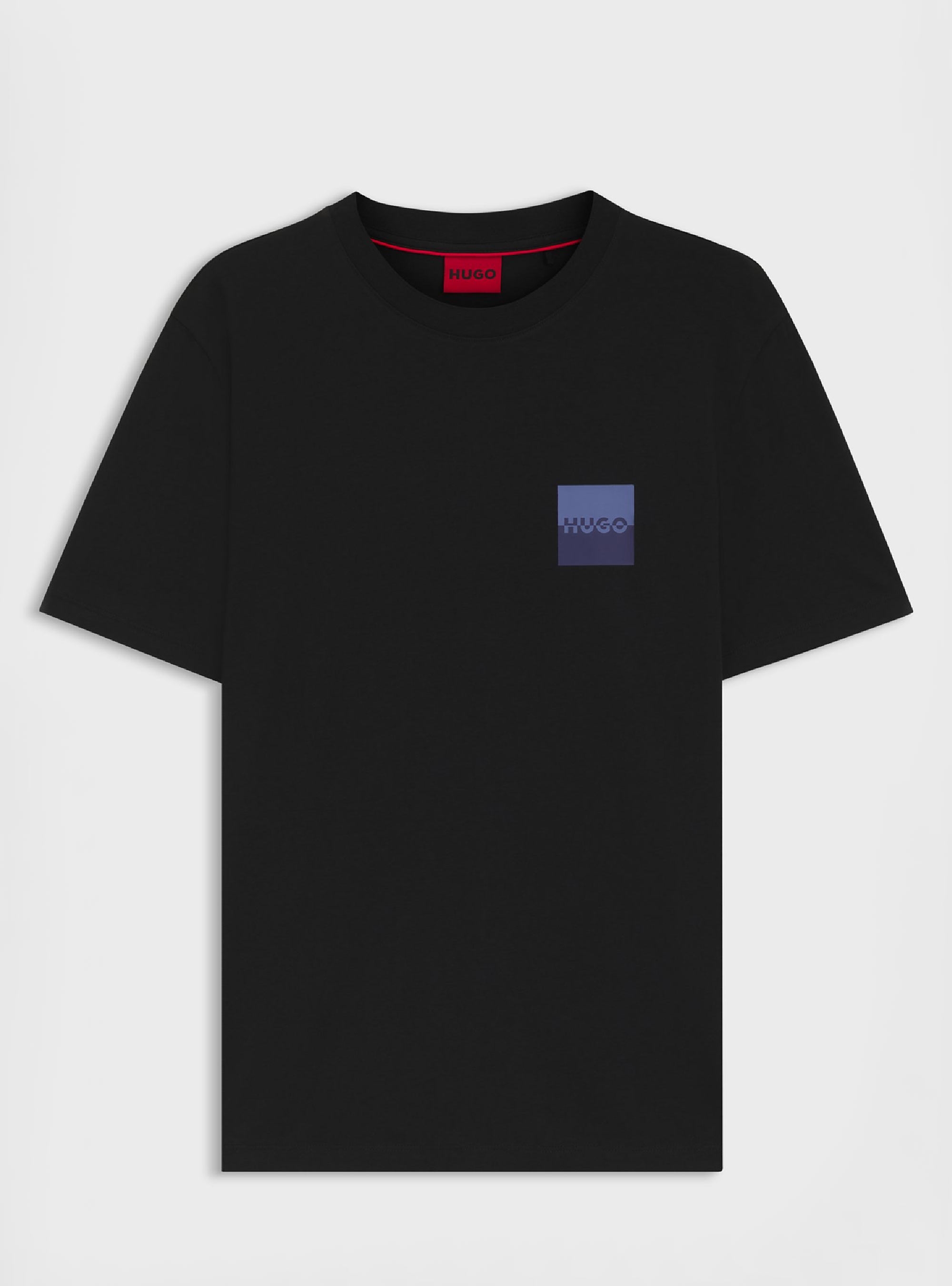 HUGO Cotton-Jersey T-Shirt With Split-Logo Print  Dapusi - Black