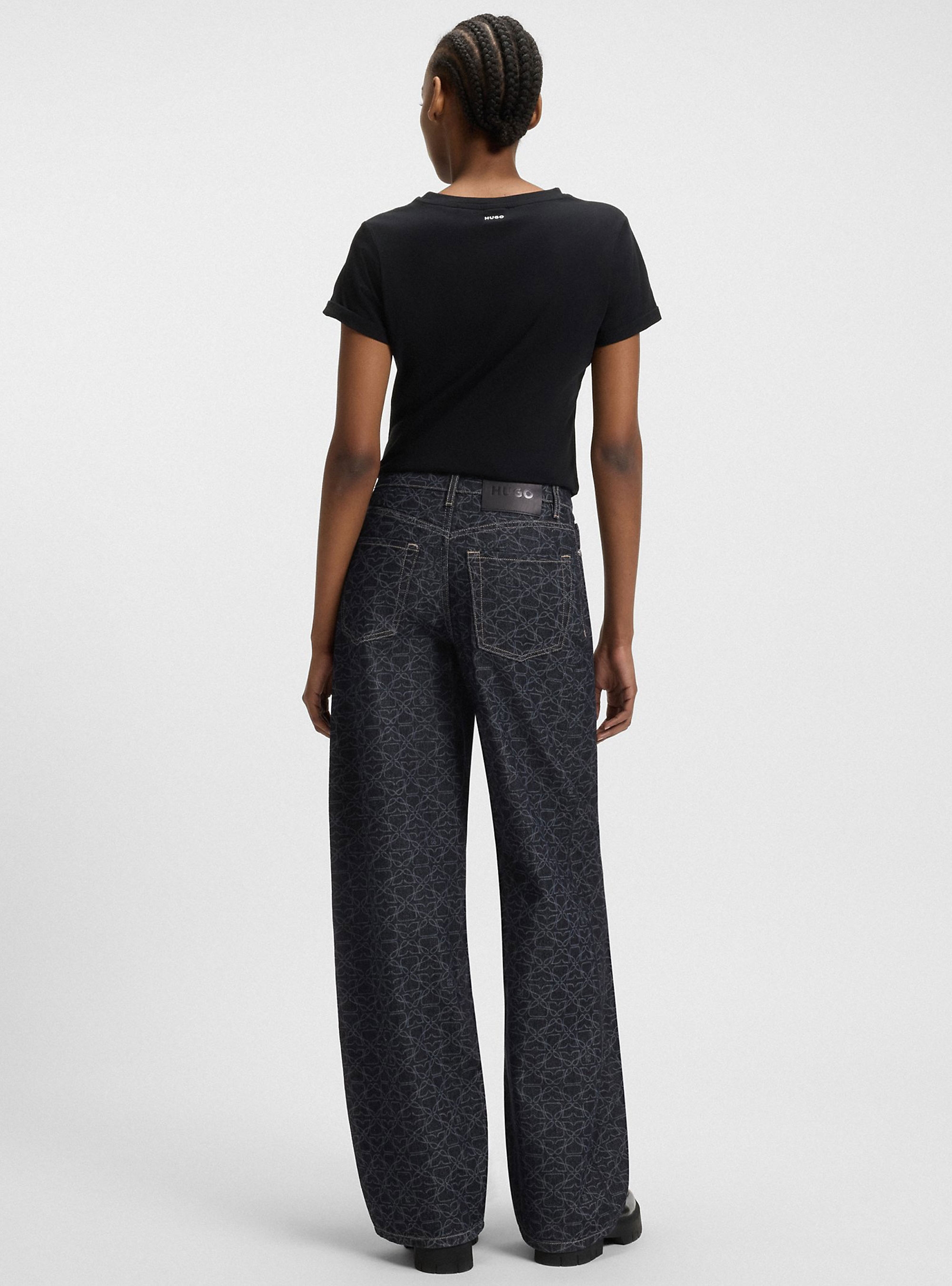 HUGO Super-Wide-Leg Jeans In Monogram Laser-Print Denim  937_13 - Denim