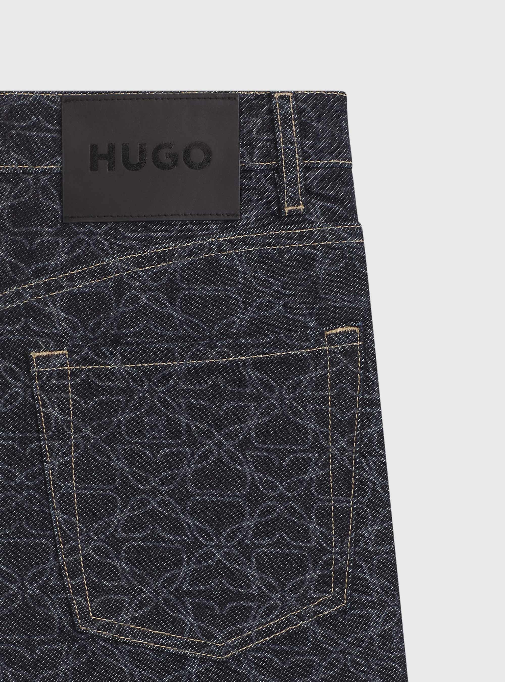 HUGO Super-Wide-Leg Jeans In Monogram Laser-Print Denim  937_13 - Denim
