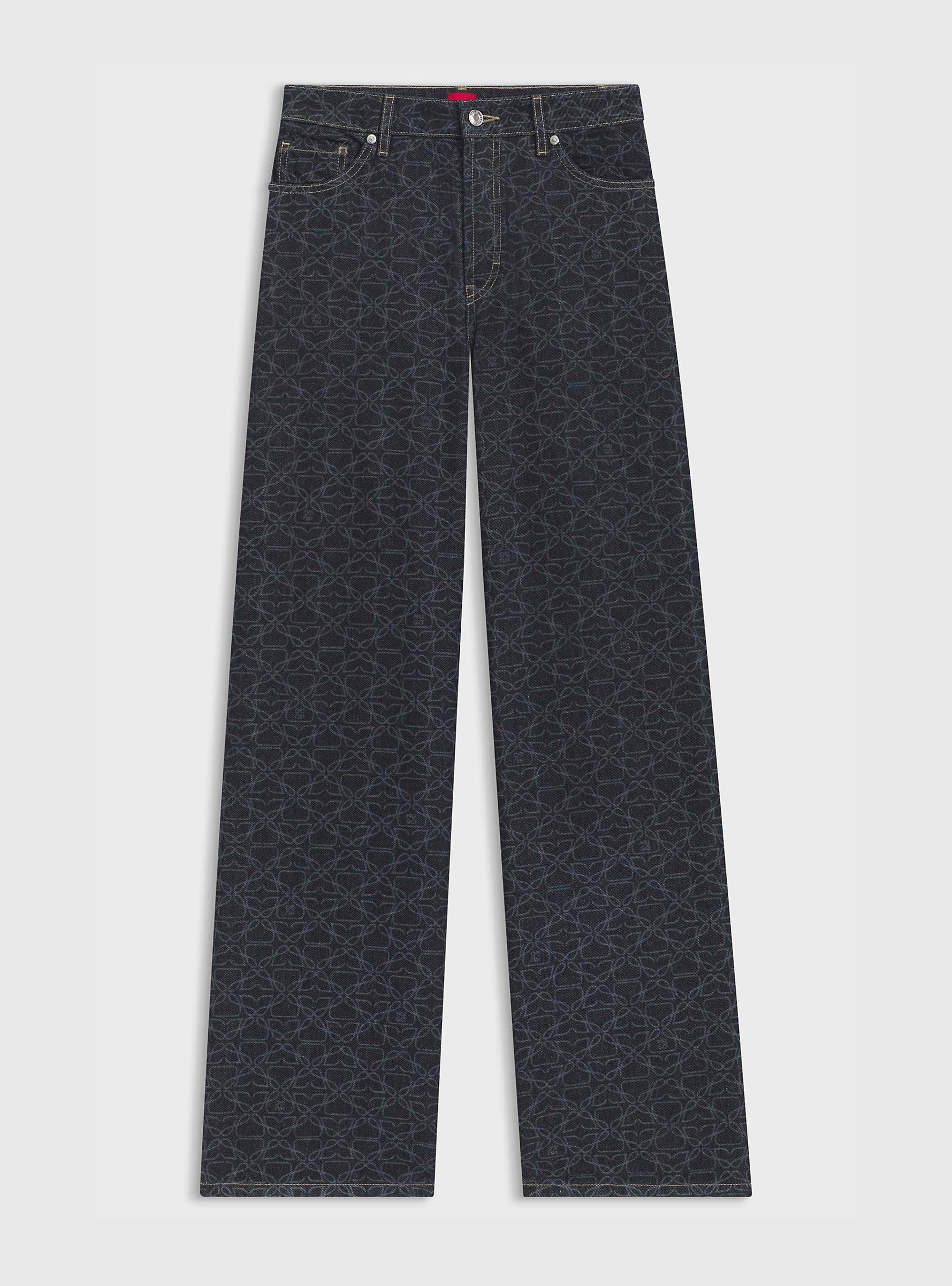 HUGO Super-Wide-Leg Jeans In Monogram Laser-Print Denim  937_13 - Denim