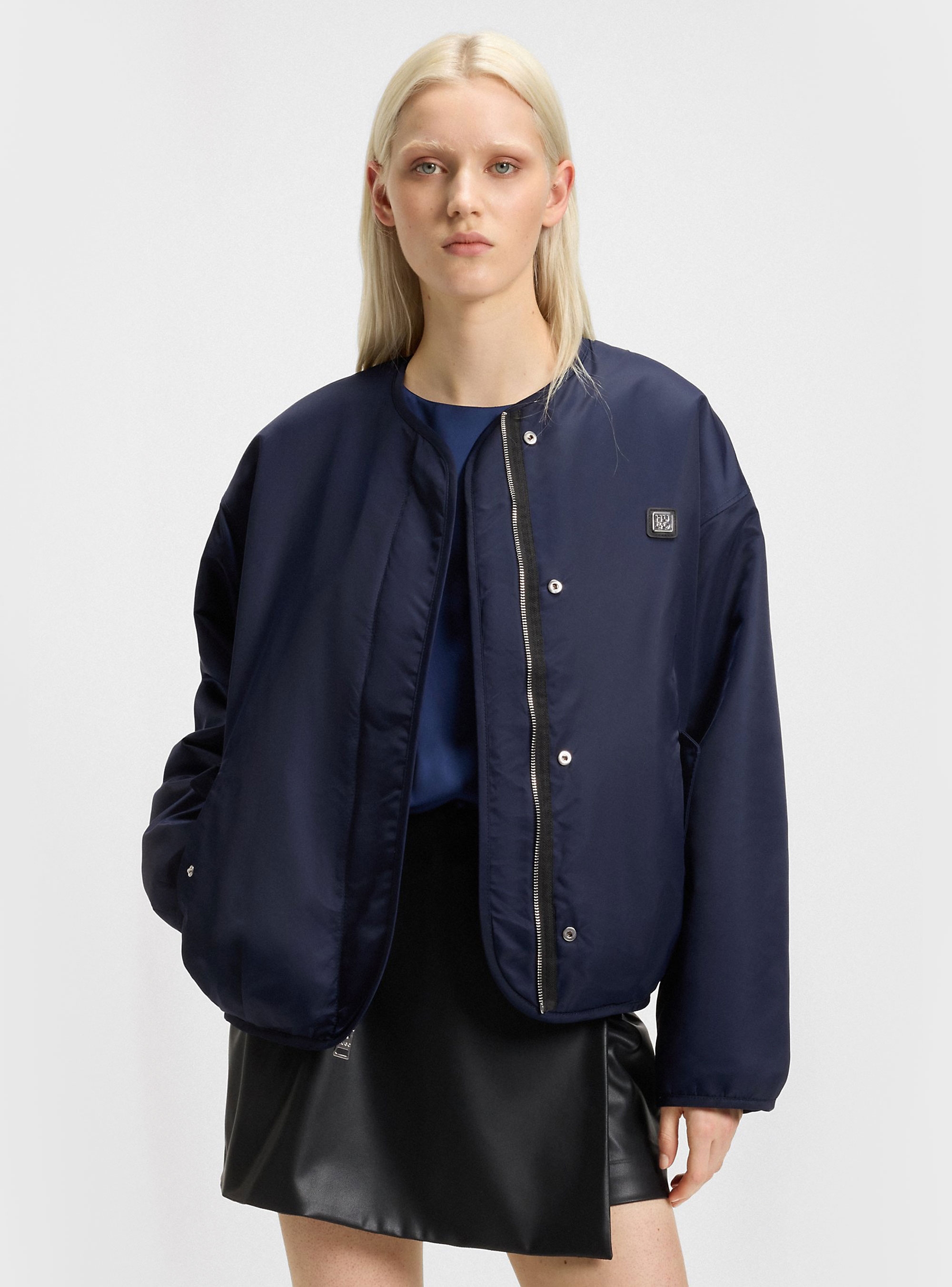 HUGO Reversible Jacket With Teddy And Water-Repellent Fabrics Falorana-1 - Navy