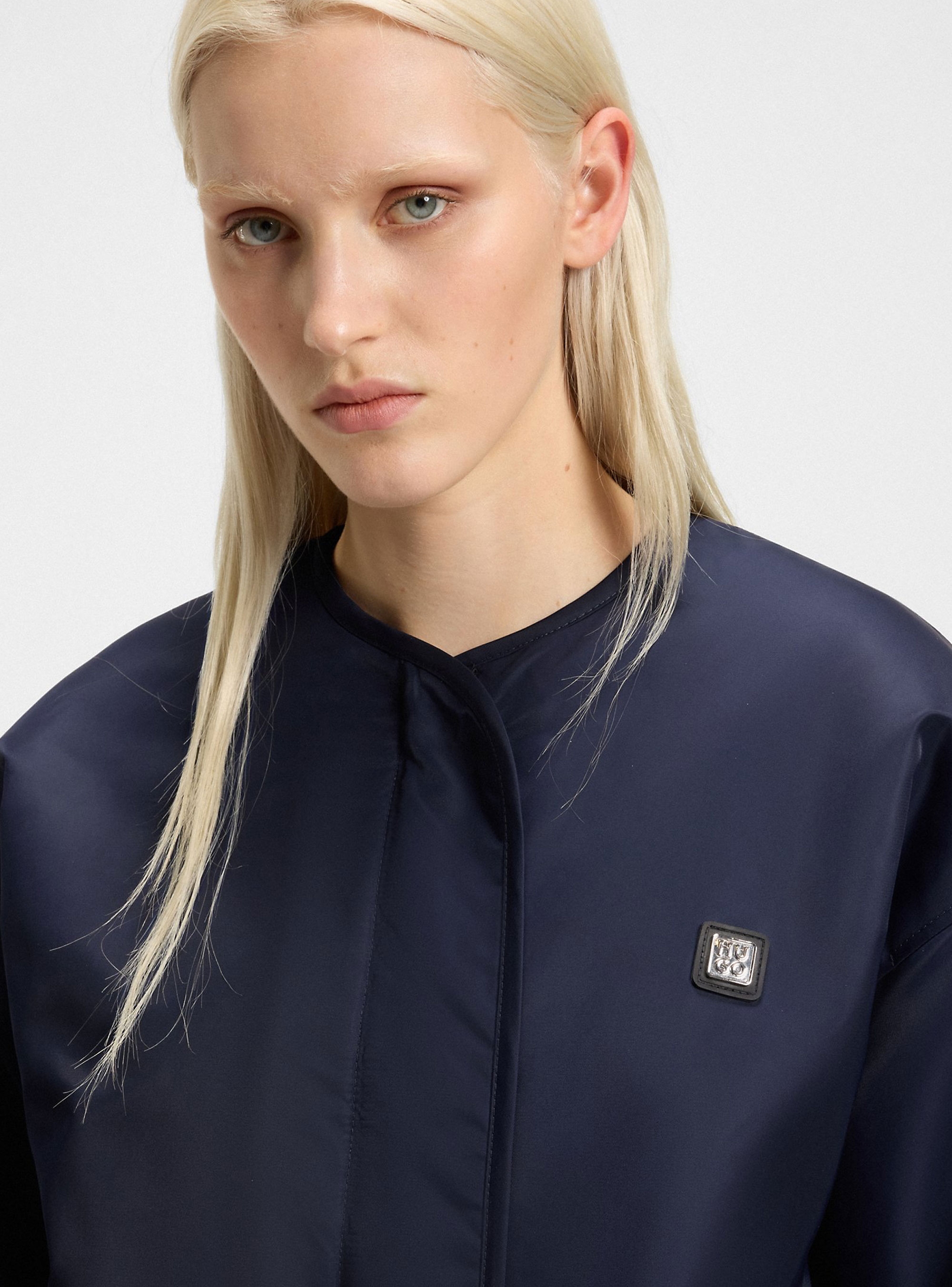 HUGO Reversible Jacket With Teddy And Water-Repellent Fabrics Falorana-1 - Navy