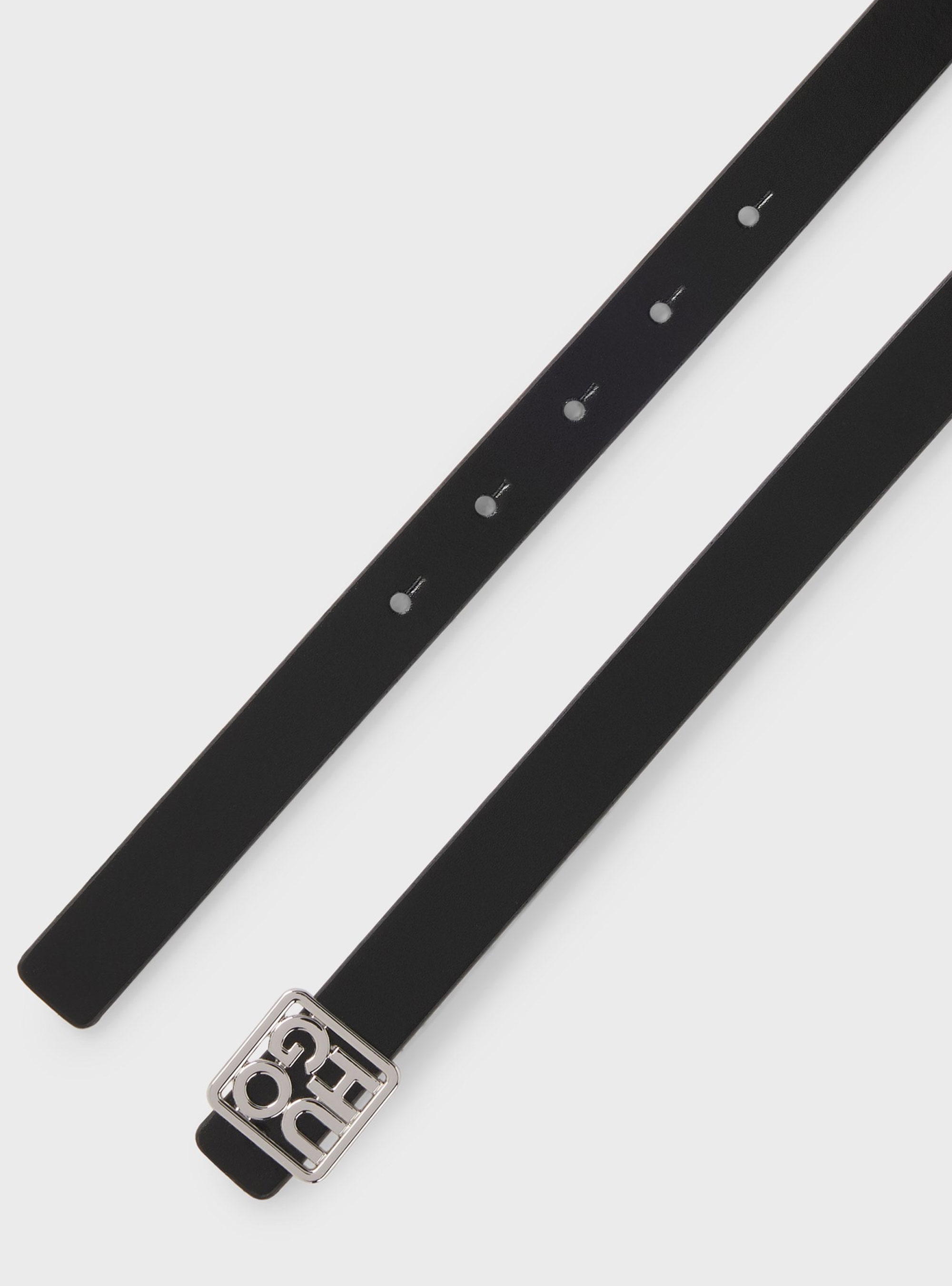 HUGO Italian-Leather Reversible Belt With Stacked-Logo Buckle Petrissa_Sr20 - Black