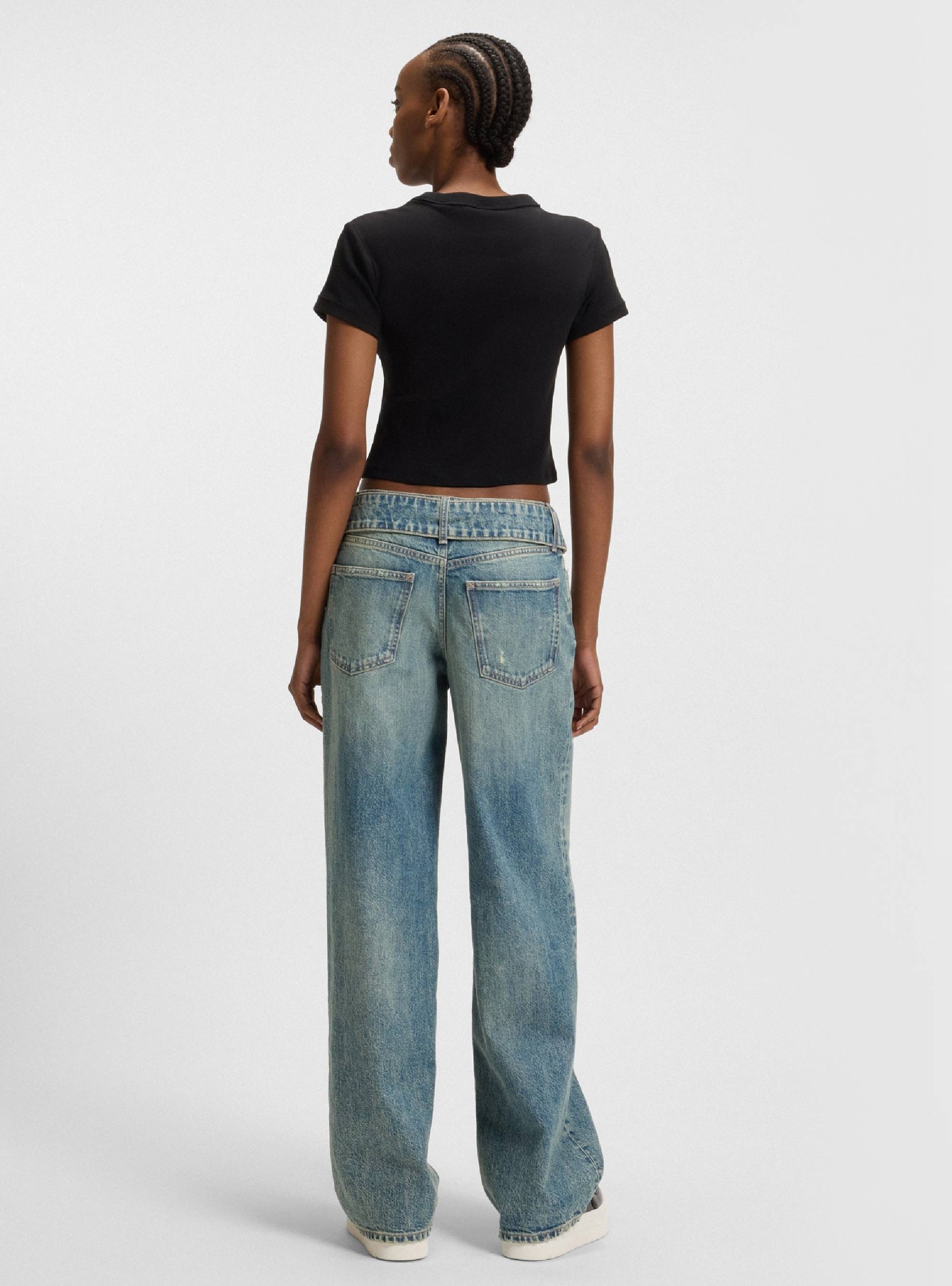 HUGO Baggy-Fit Jeans With Denim Belt Glory_B - Medium Aged Denim