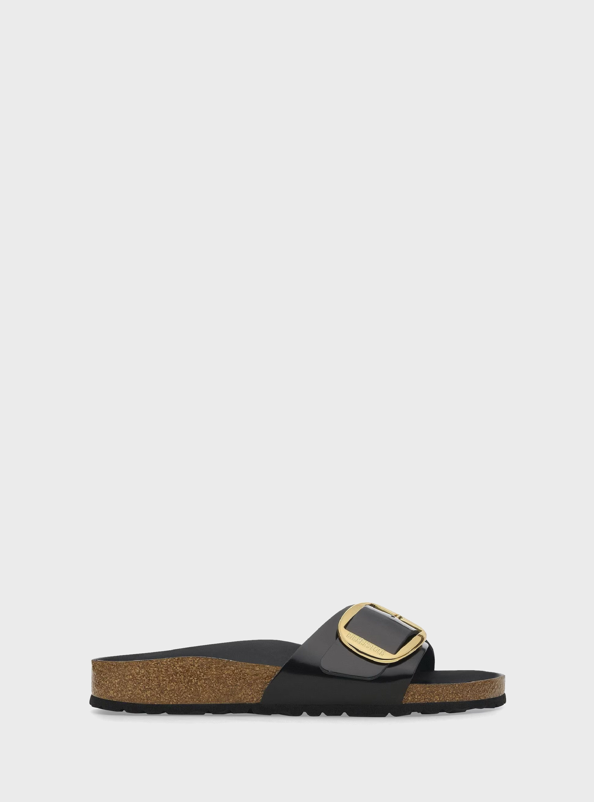 Birkenstock Madrid Big Buckle Natural Leather Regular Fit Sandals - Black