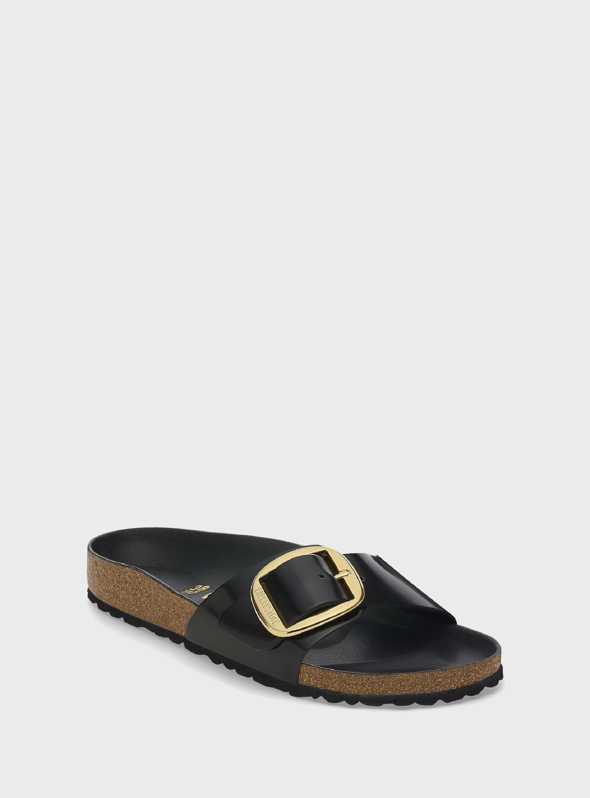 Birkenstock Madrid Big Buckle Natural Leather Regular Fit Sandals - Black