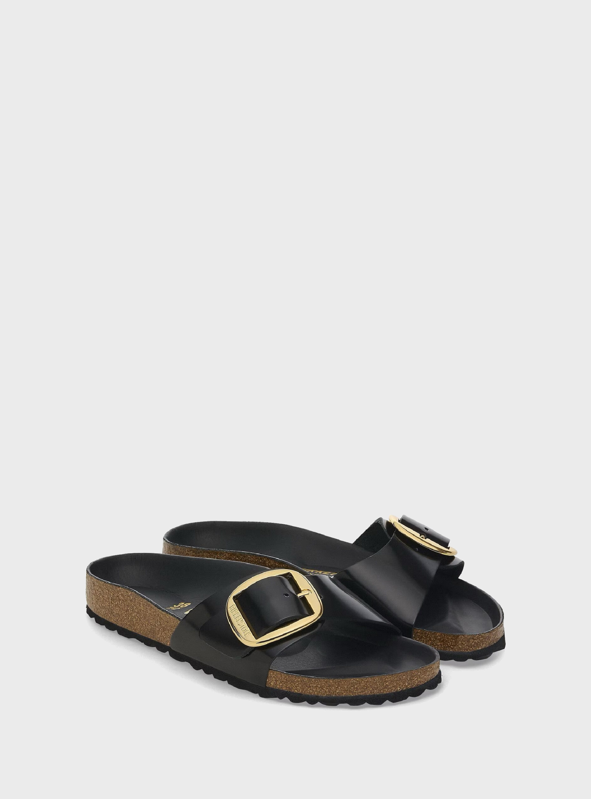 Birkenstock Madrid Big Buckle Natural Leather Regular Fit Sandals - Black