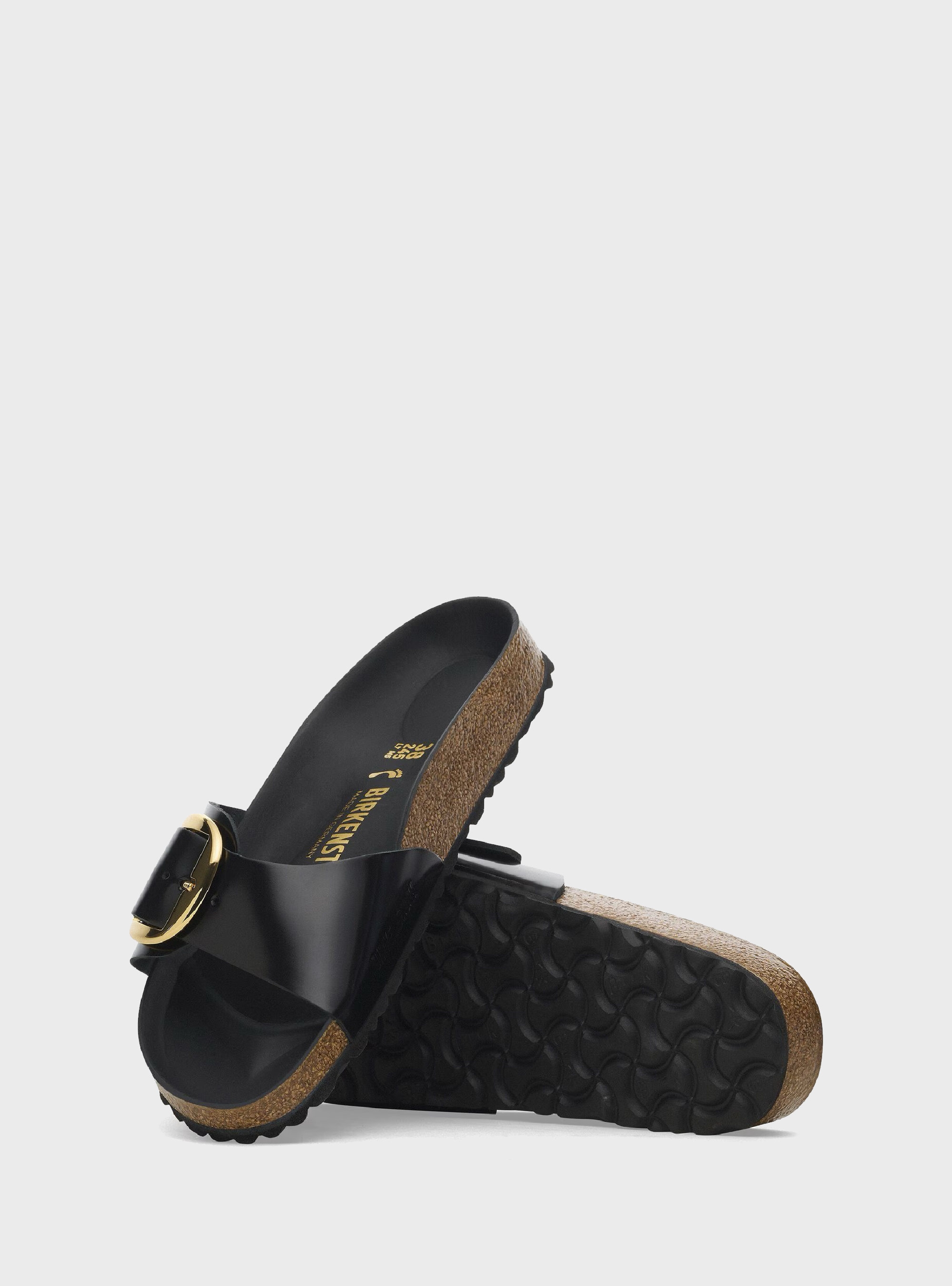 Birkenstock Madrid Big Buckle Natural Leather Regular Fit Sandals - Black