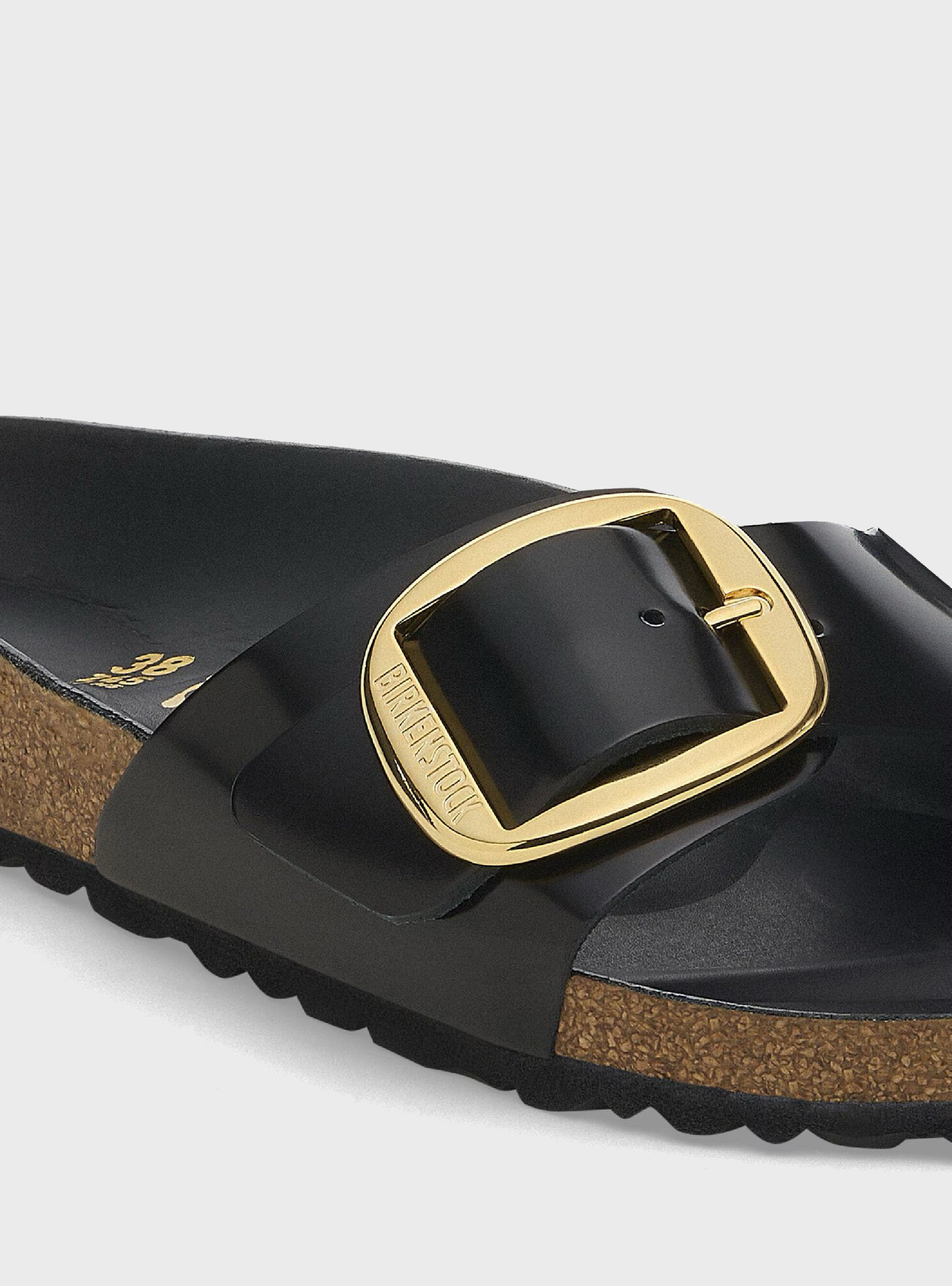 Birkenstock Madrid Big Buckle Natural Leather Regular Fit Sandals - Black