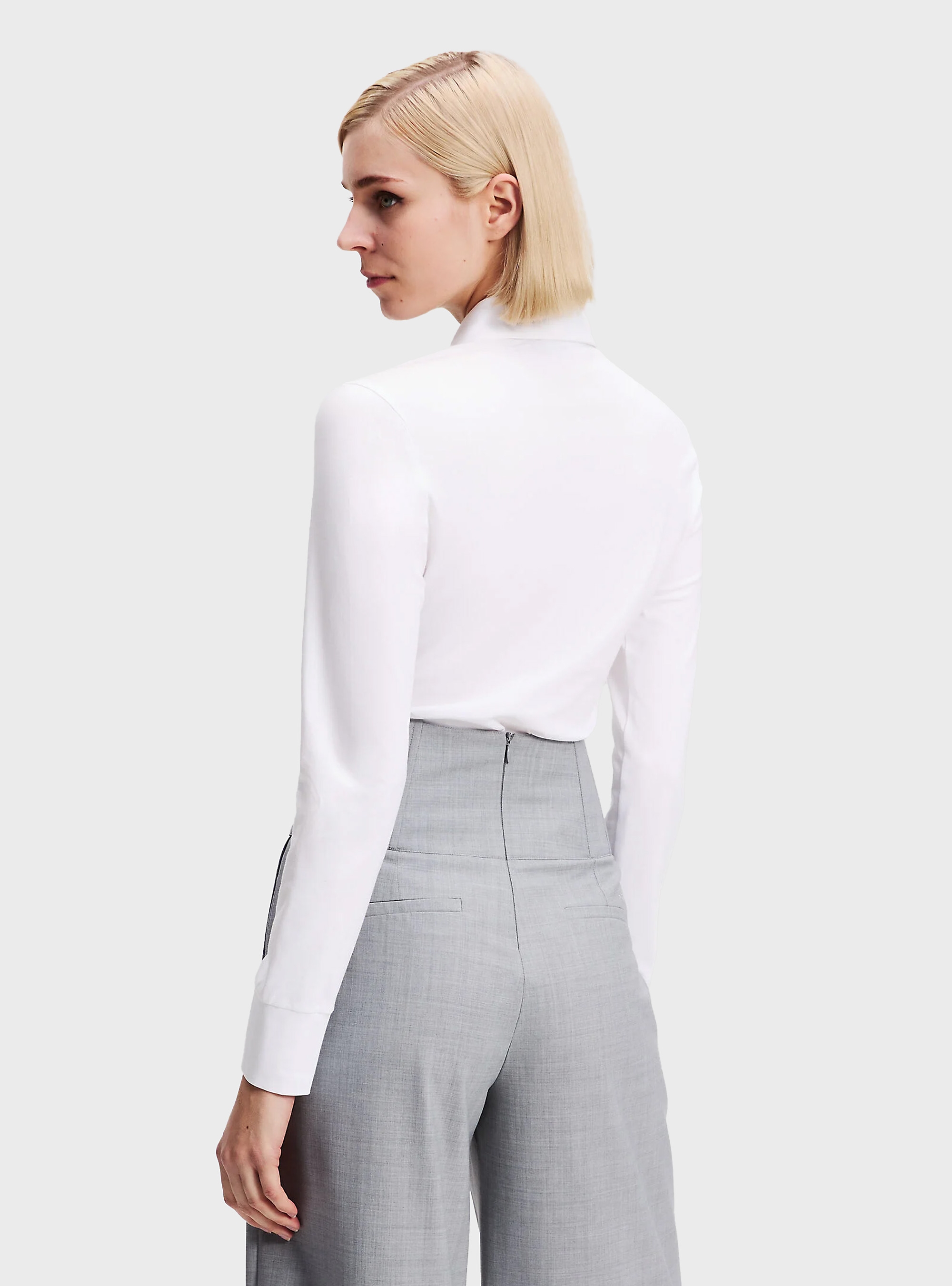 Karl Lagerfeld Elongated Logo Button Shirt - White