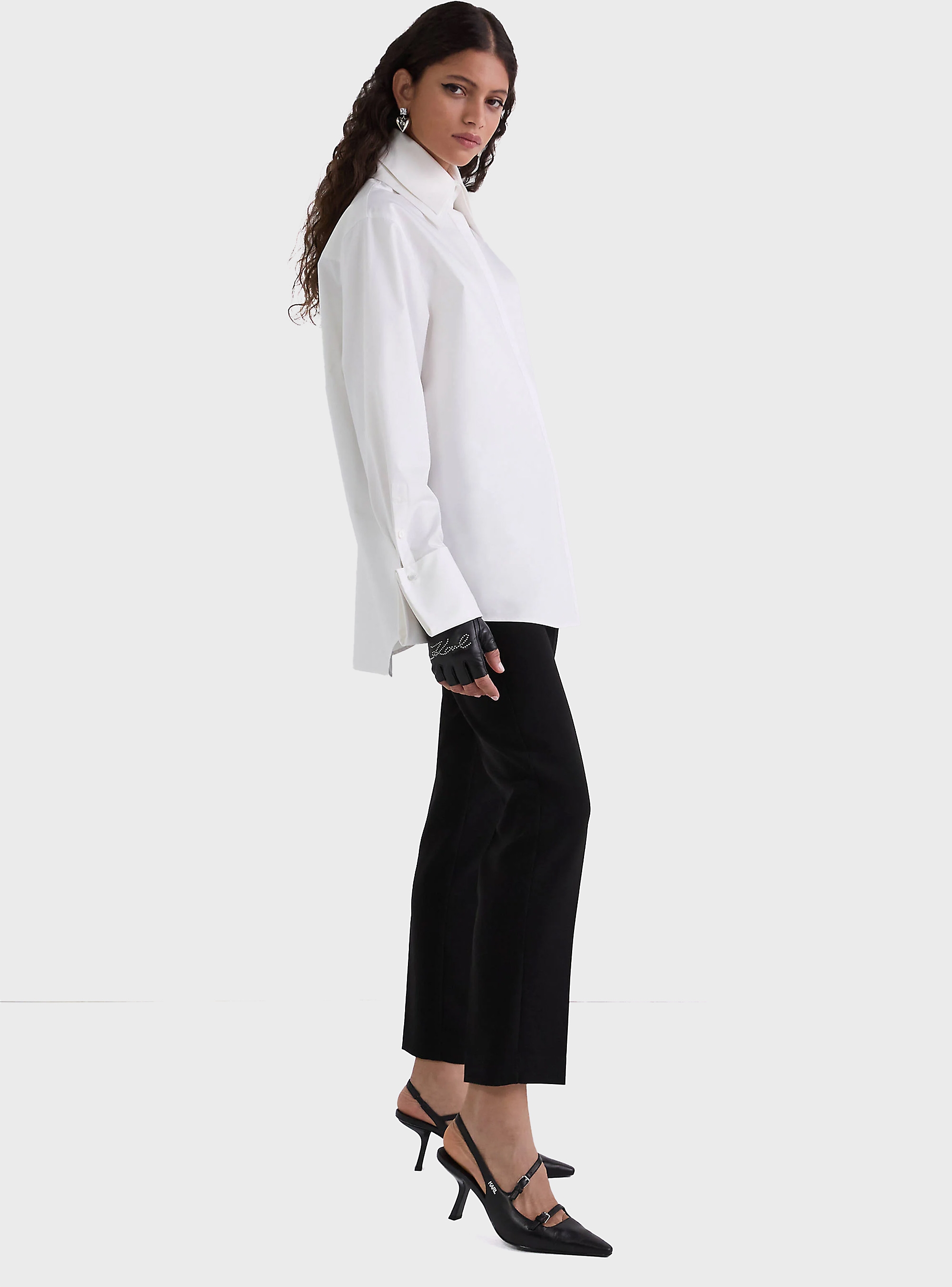 Karl Lagerfeld Double Collar Poplin Shirt - White