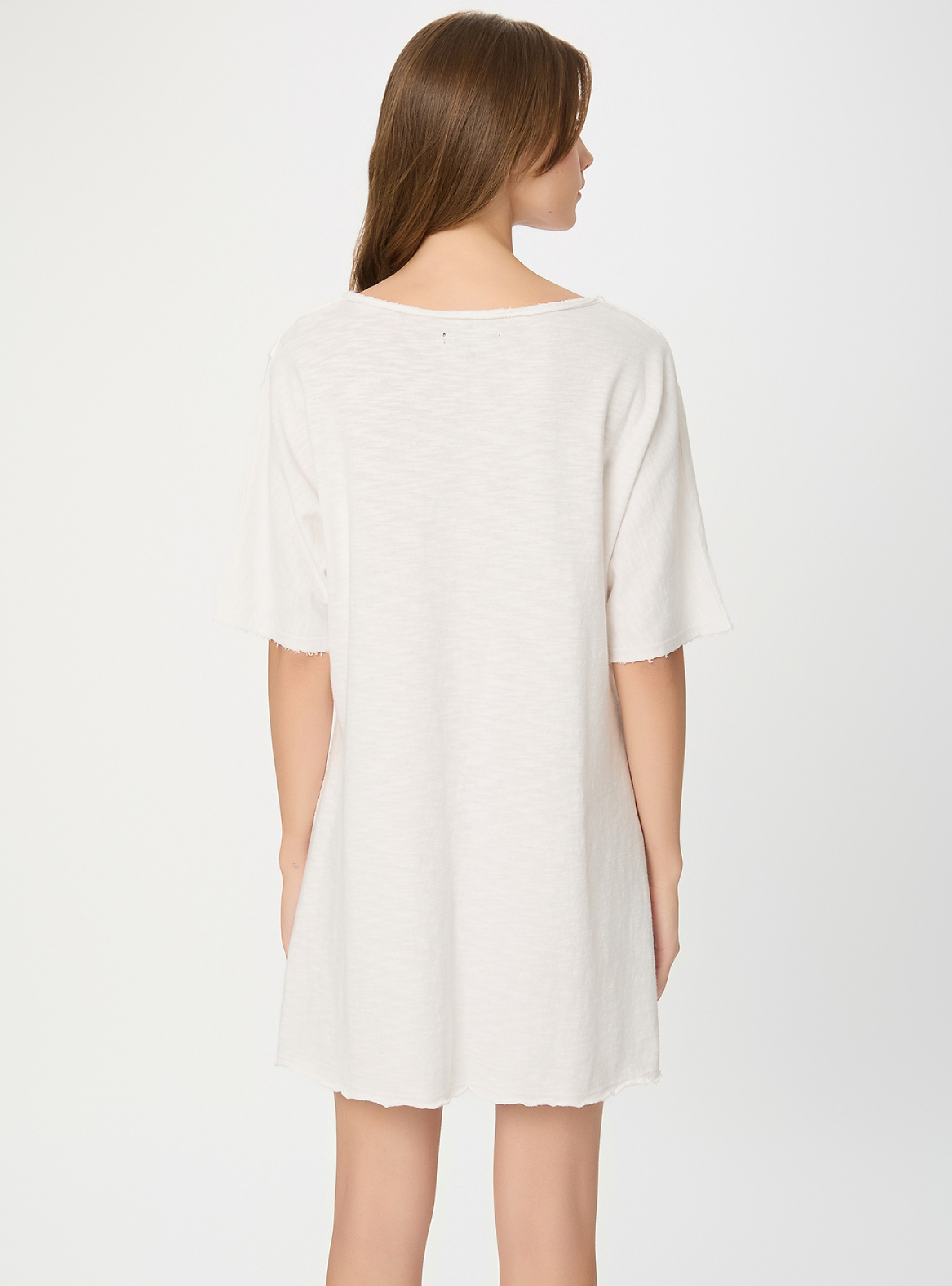 Dirty Laundry Relaxed Dress With Raw Edges - White