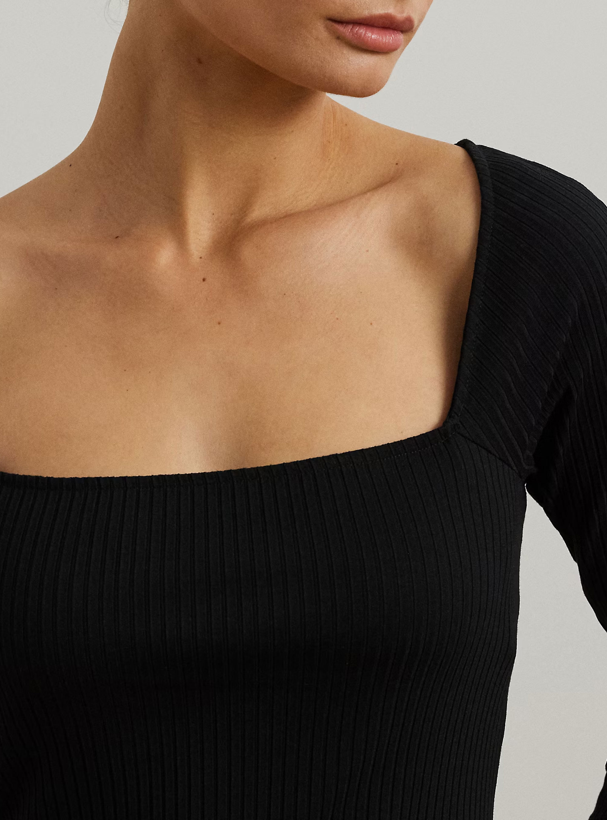 LAUREN Ralph Lauren Rib-Knit Long-Sleeve Midi Dress - Black