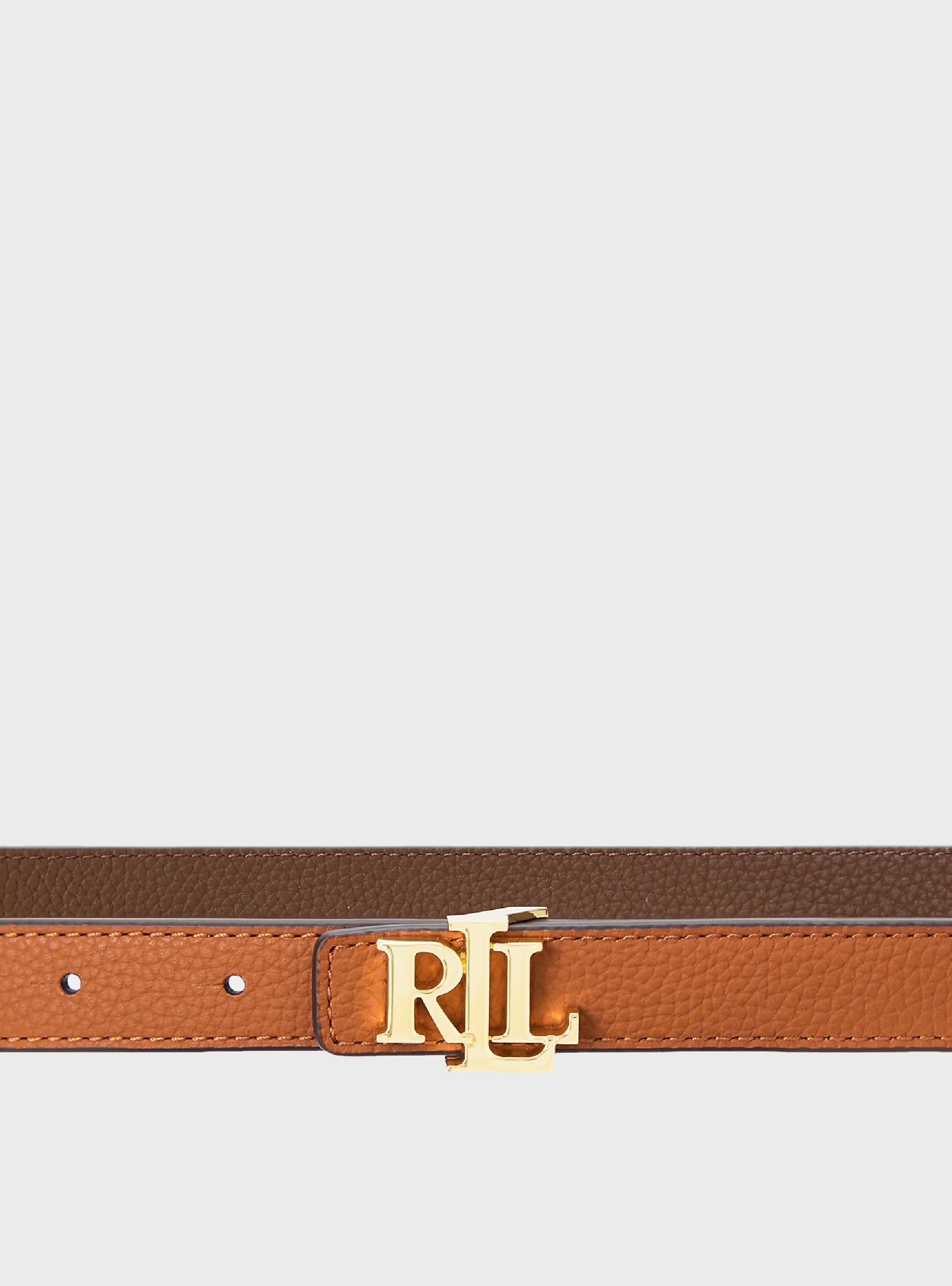 Polo Ralph Lauren Logo Reversible Leather Skinny Belt - Rust Brown
