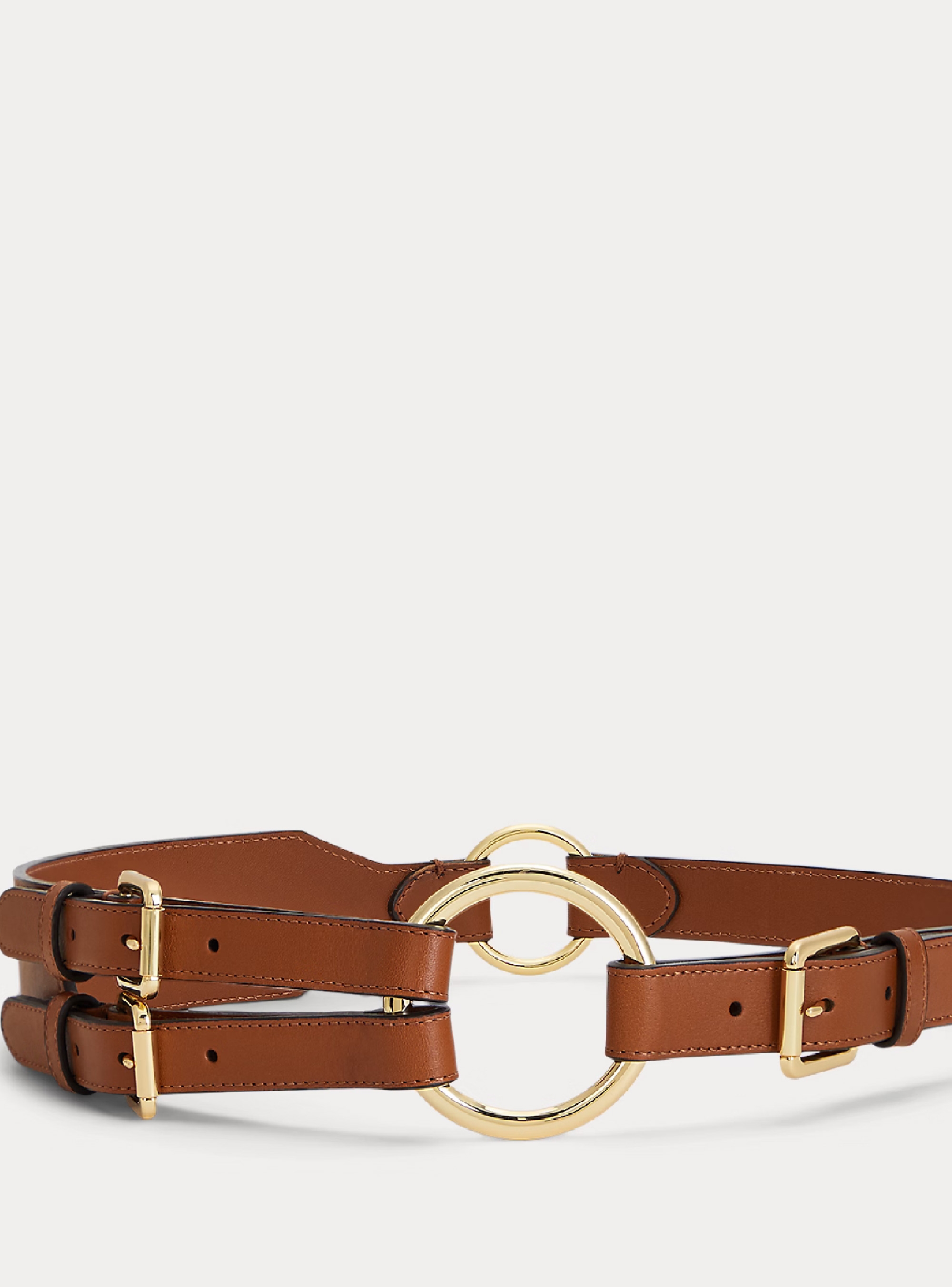 Polo Ralph Lauren Tri-Strap O-Ring Leather Belt - Dark Brown