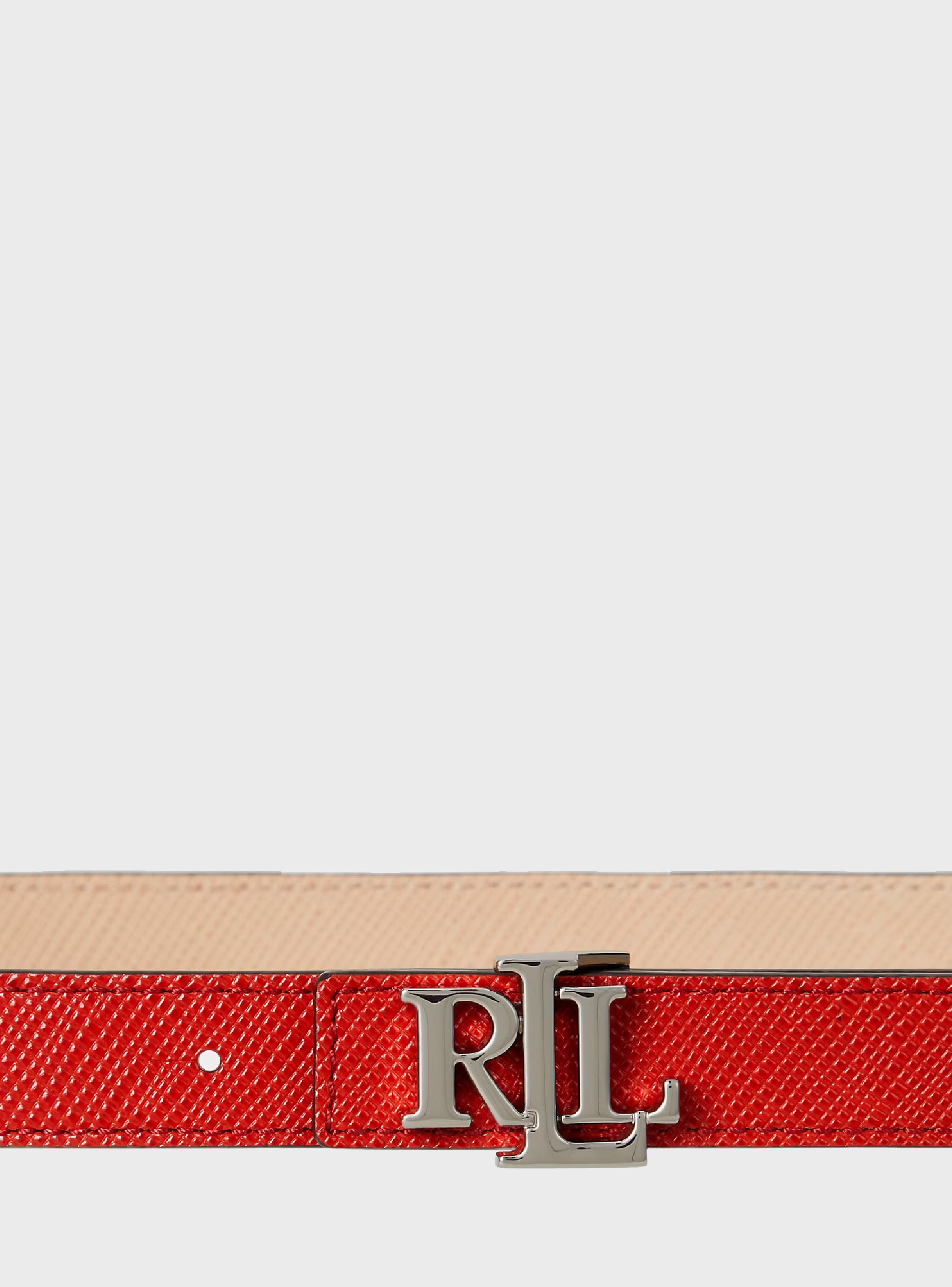 Polo Ralph Lauren Logo Reversible Crosshatch Skinny Belt - Red