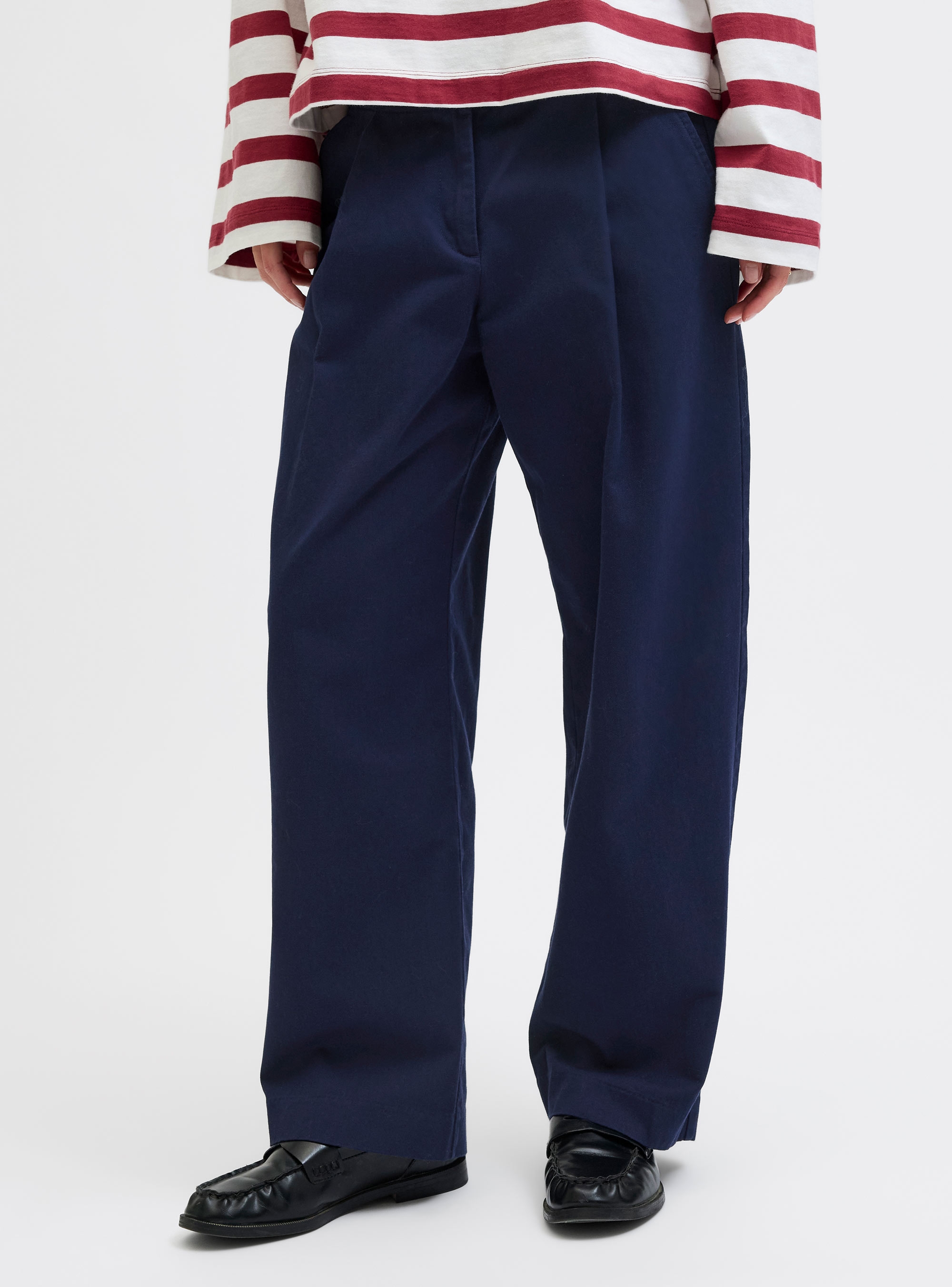 JJXX Maddy Barrel Mid Waist Pants - Blue