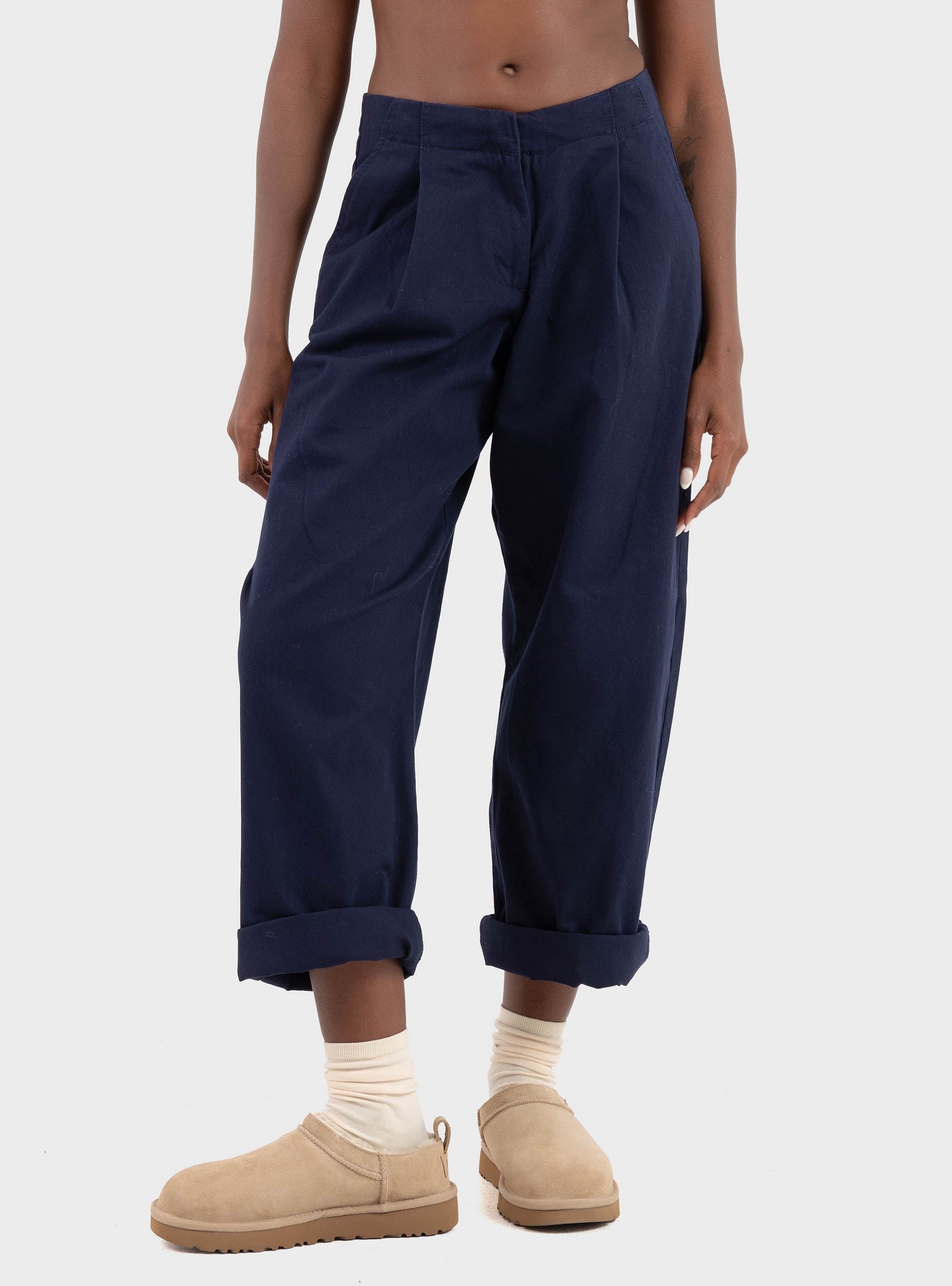 JJXX Maddy Barrel Mid Waist Pants - Blue