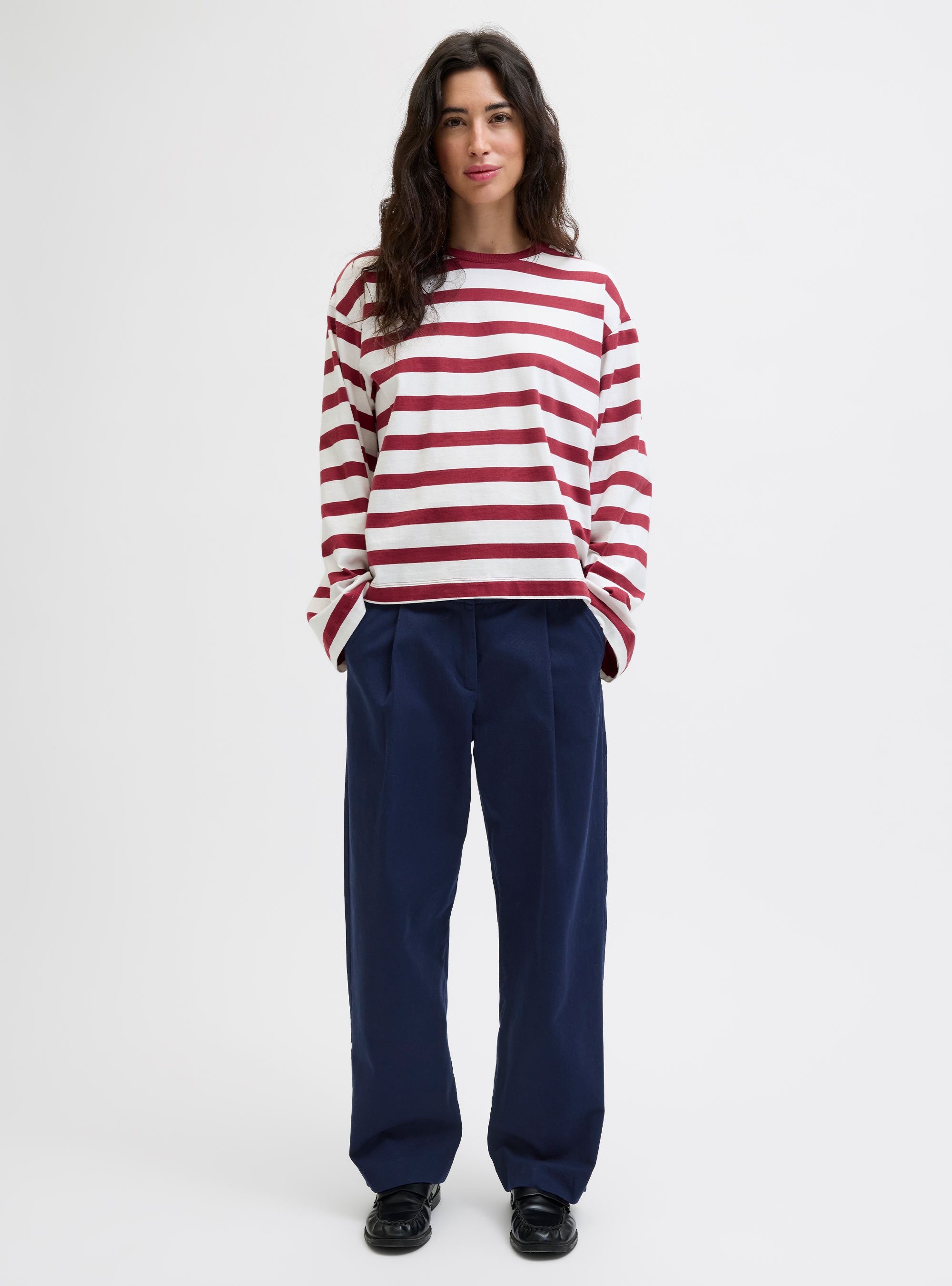 JJXX Maddy Barrel Mid Waist Pants - Blue