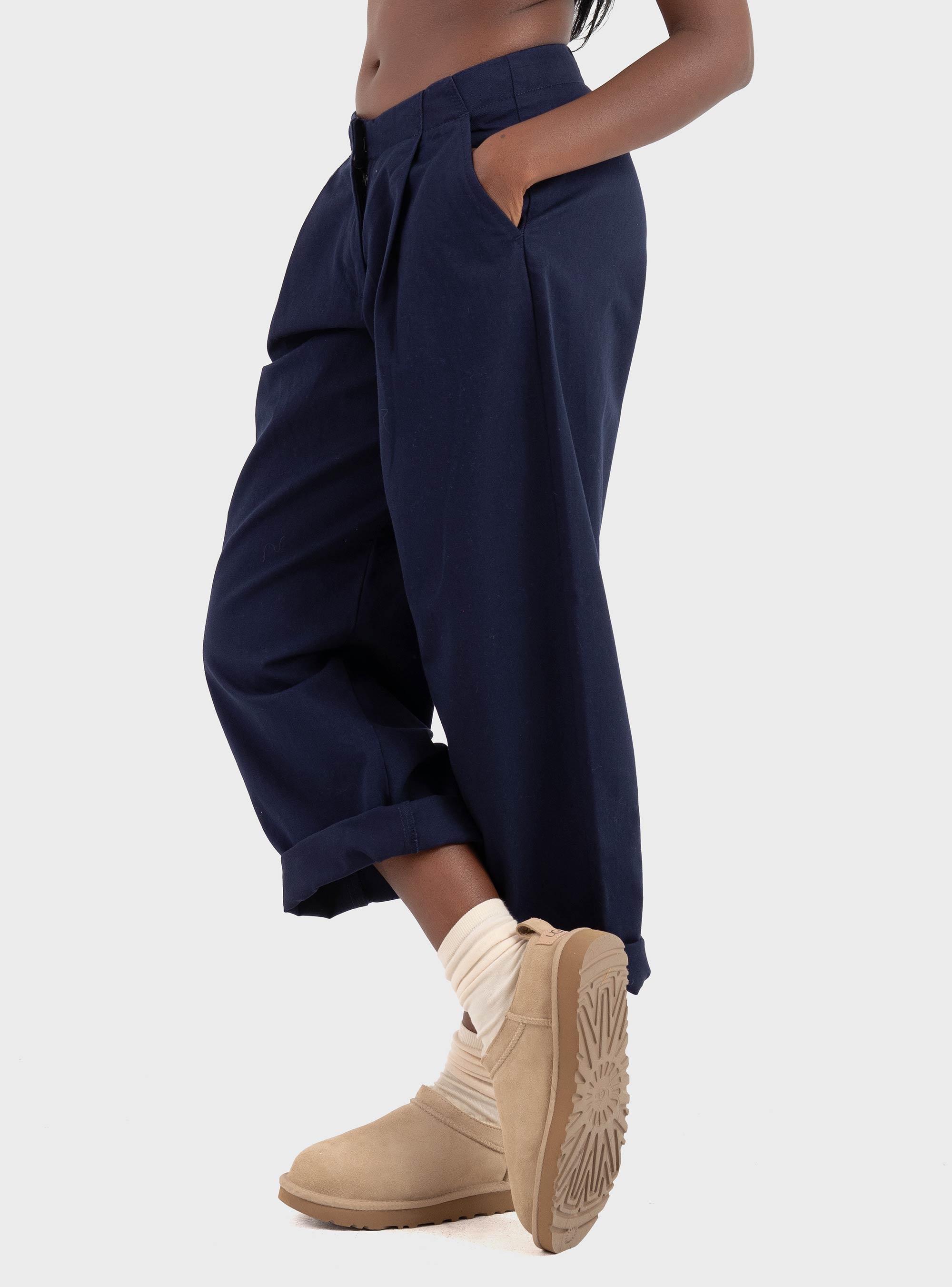 JJXX Maddy Barrel Mid Waist Pants - Blue