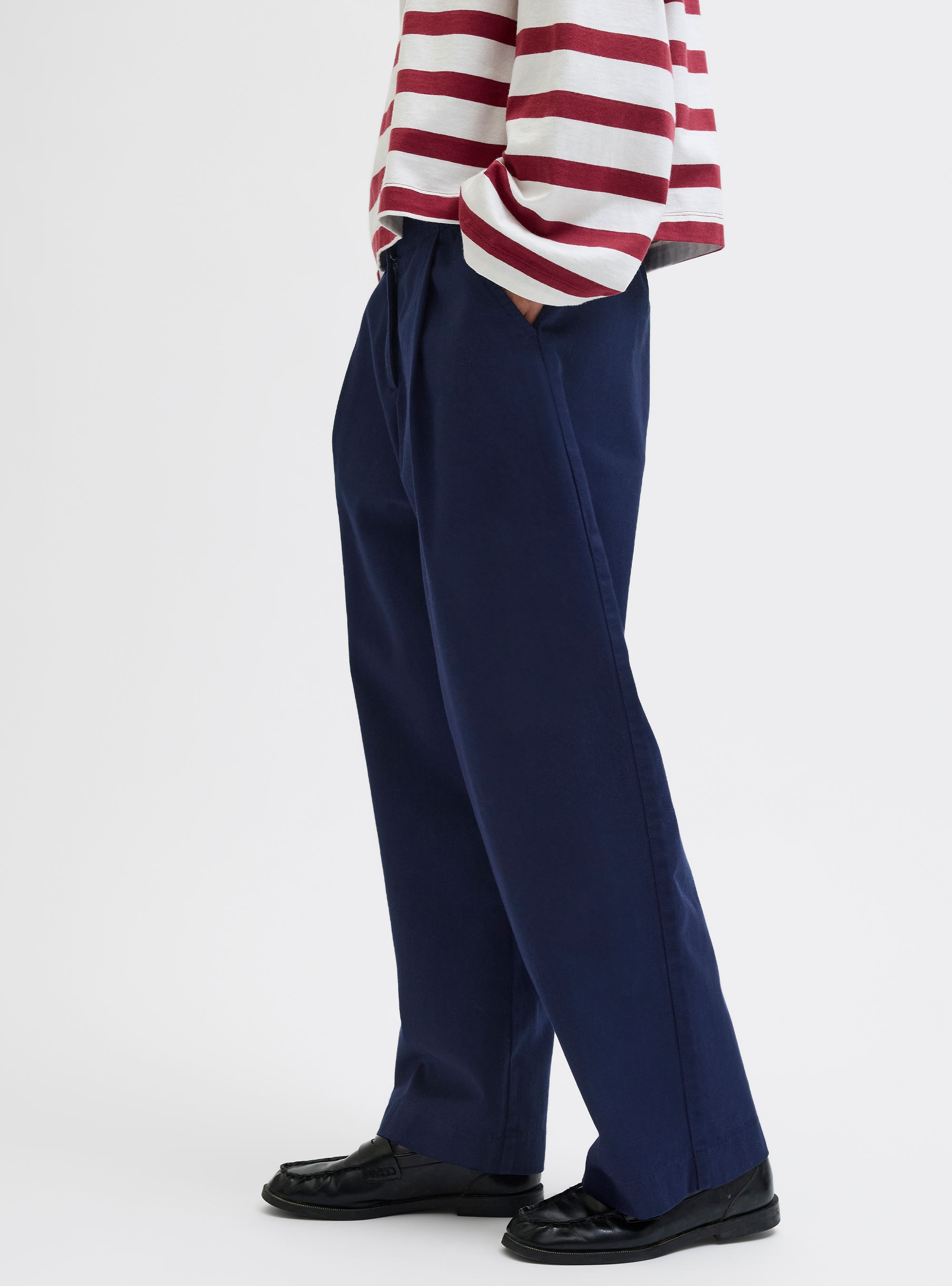JJXX Maddy Barrel Mid Waist Pants - Blue