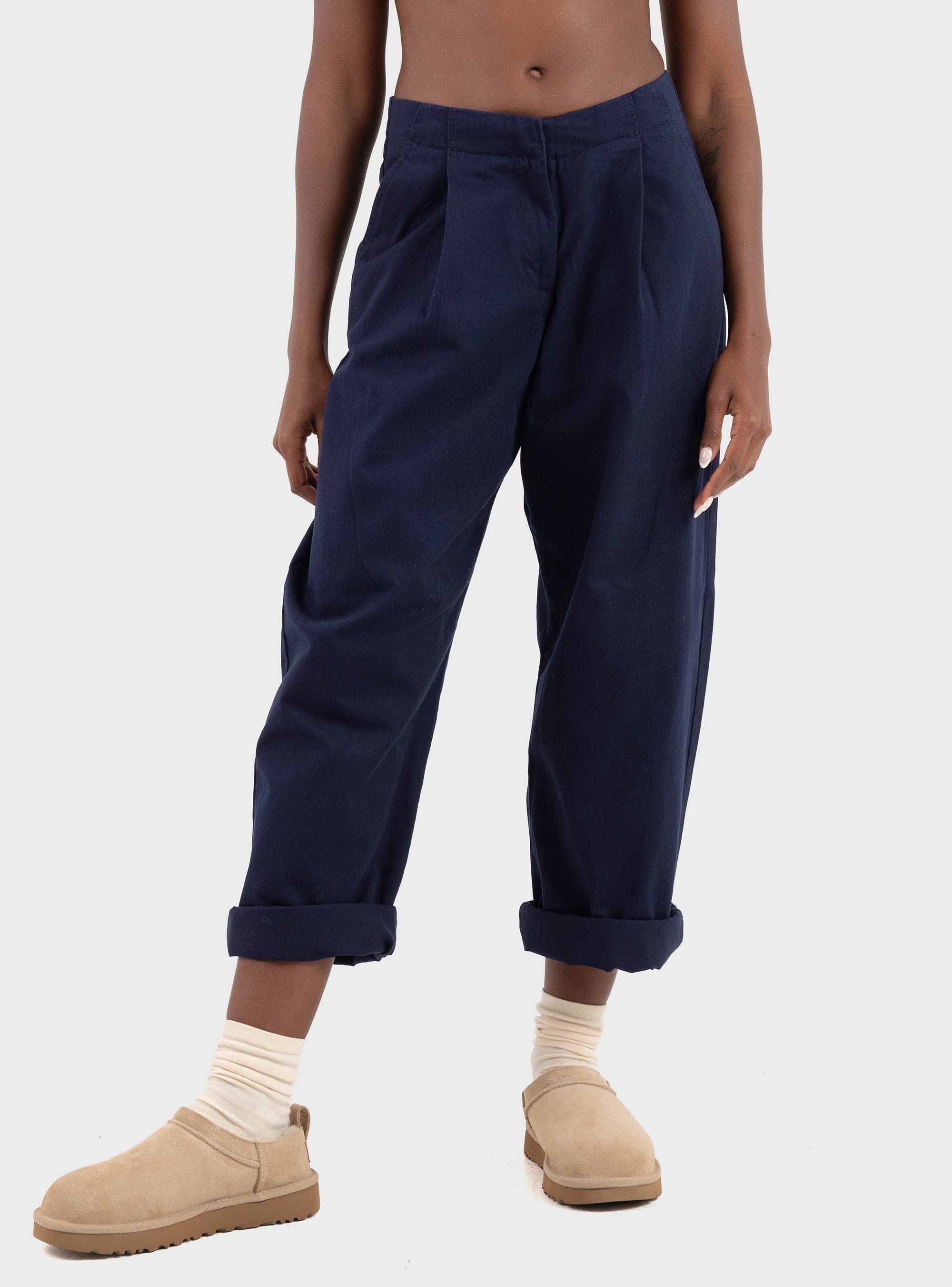 JJXX Maddy Barrel Mid Waist Pants - Blue
