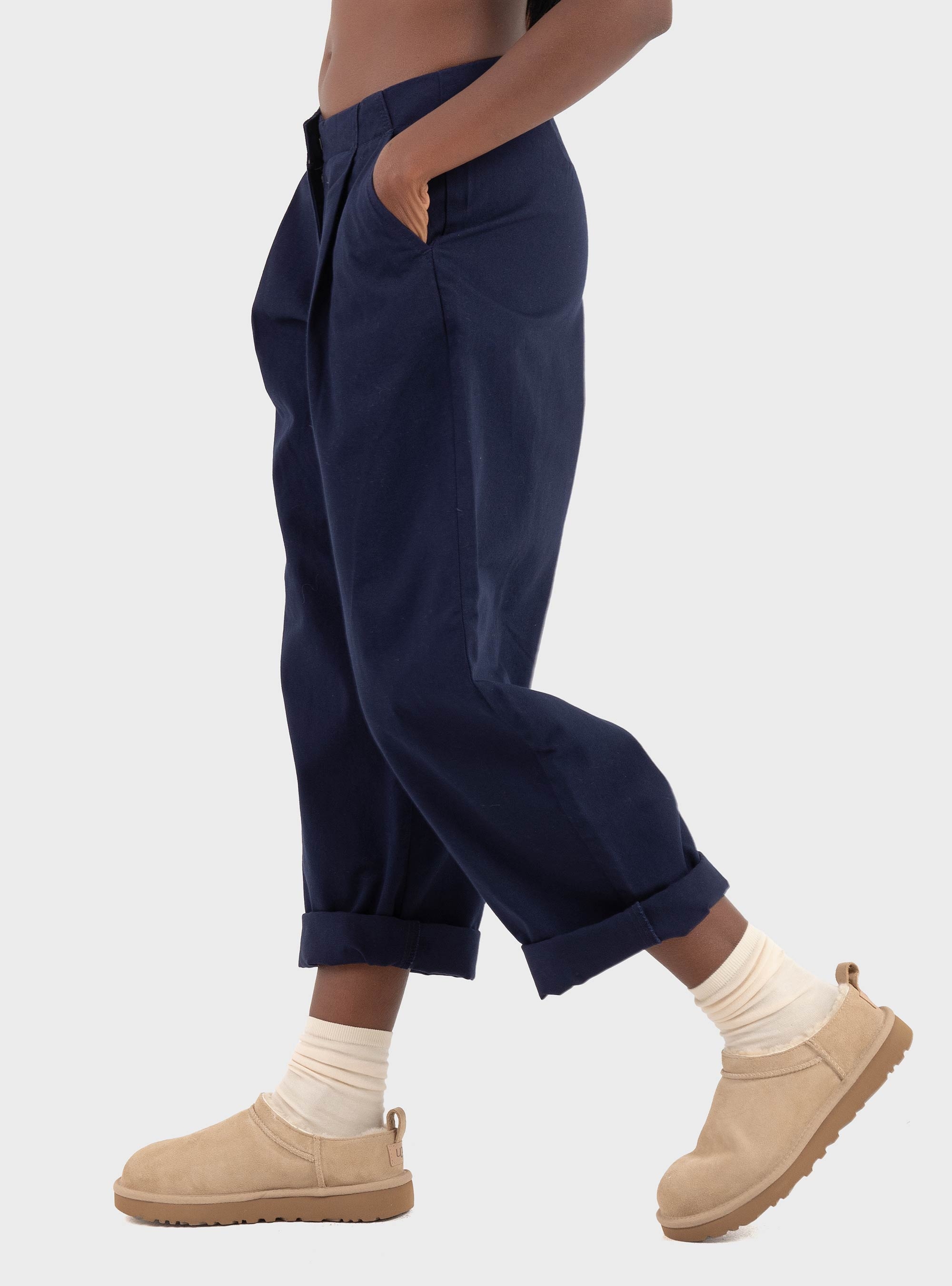 JJXX Maddy Barrel Mid Waist Pants - Blue
