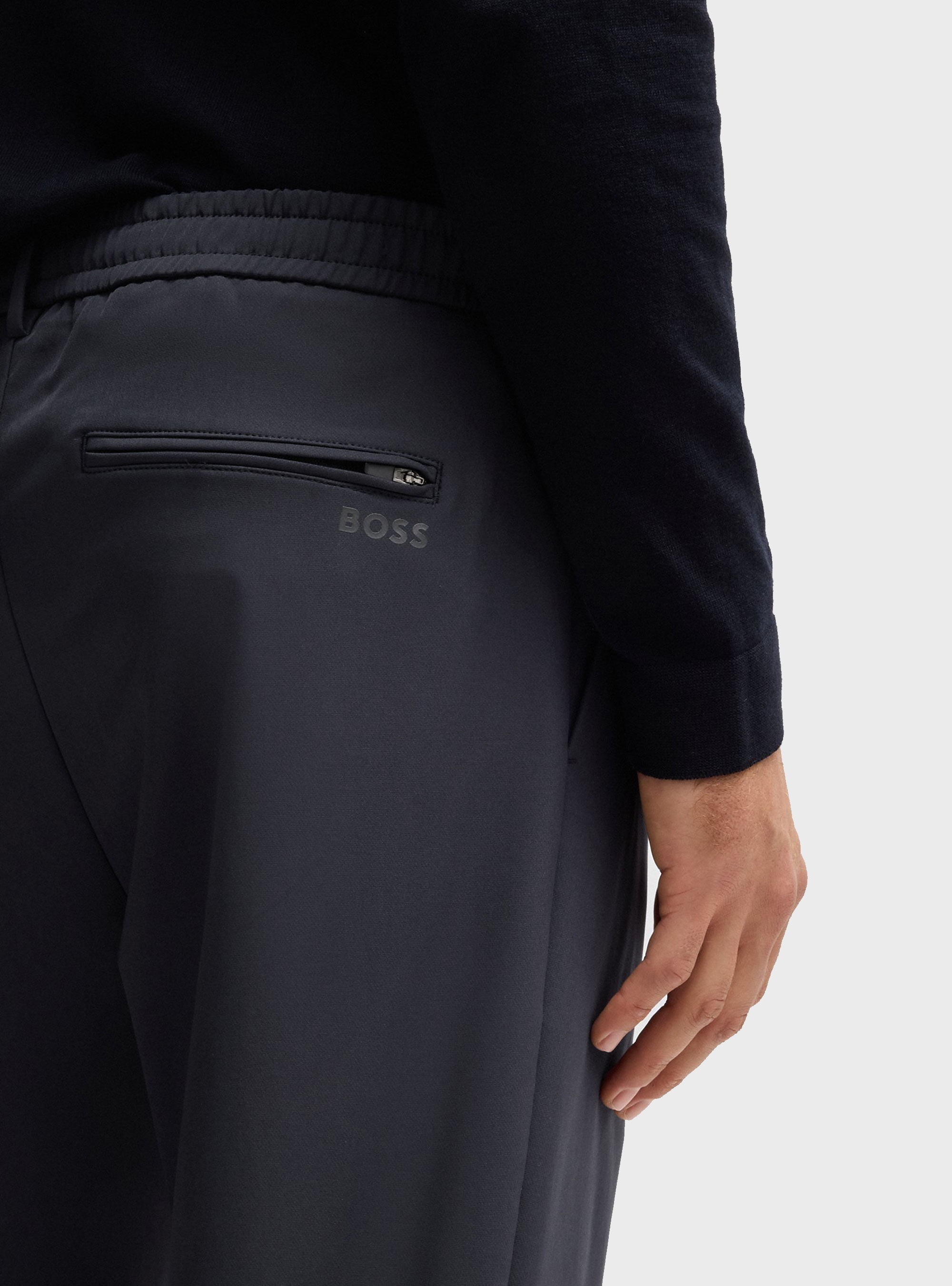 BOSS Tapered-Fit Trousers In Water-Repellent Stretch Fabric T_Convert-Pleat - Blue