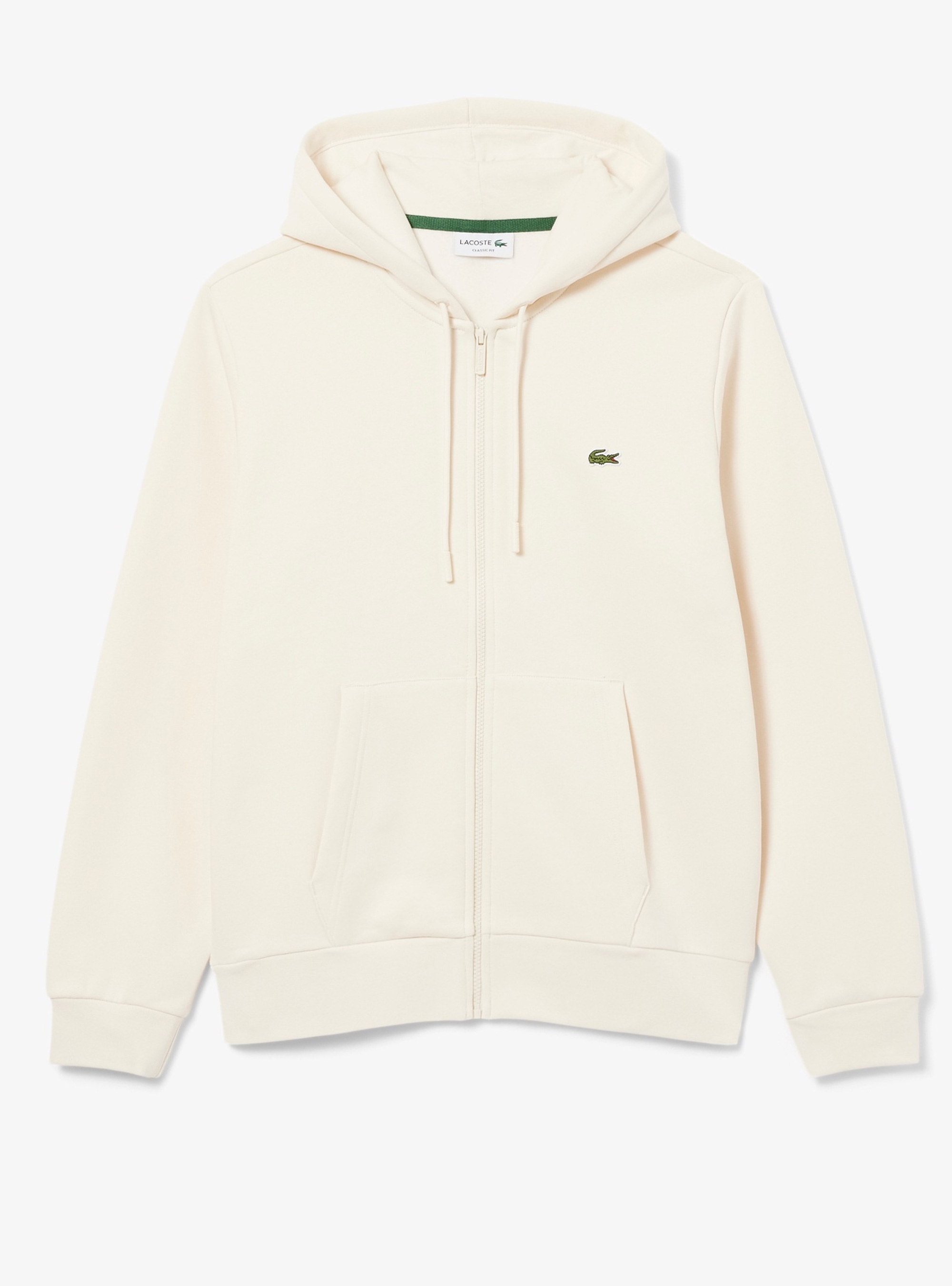 Lacoste Zip-Up Fleece Hoodie - Ecru