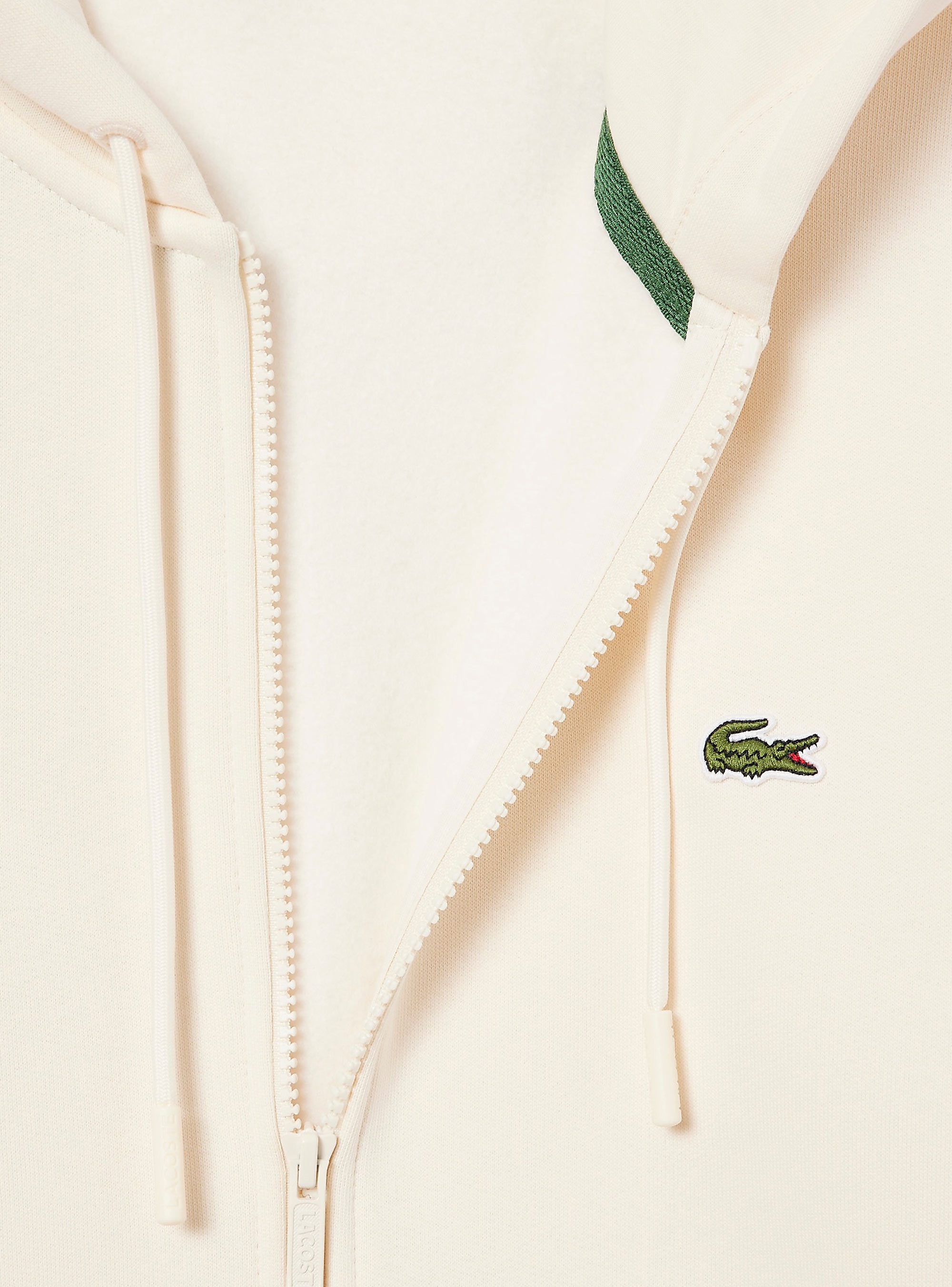 Lacoste Zip-Up Fleece Hoodie - Ecru