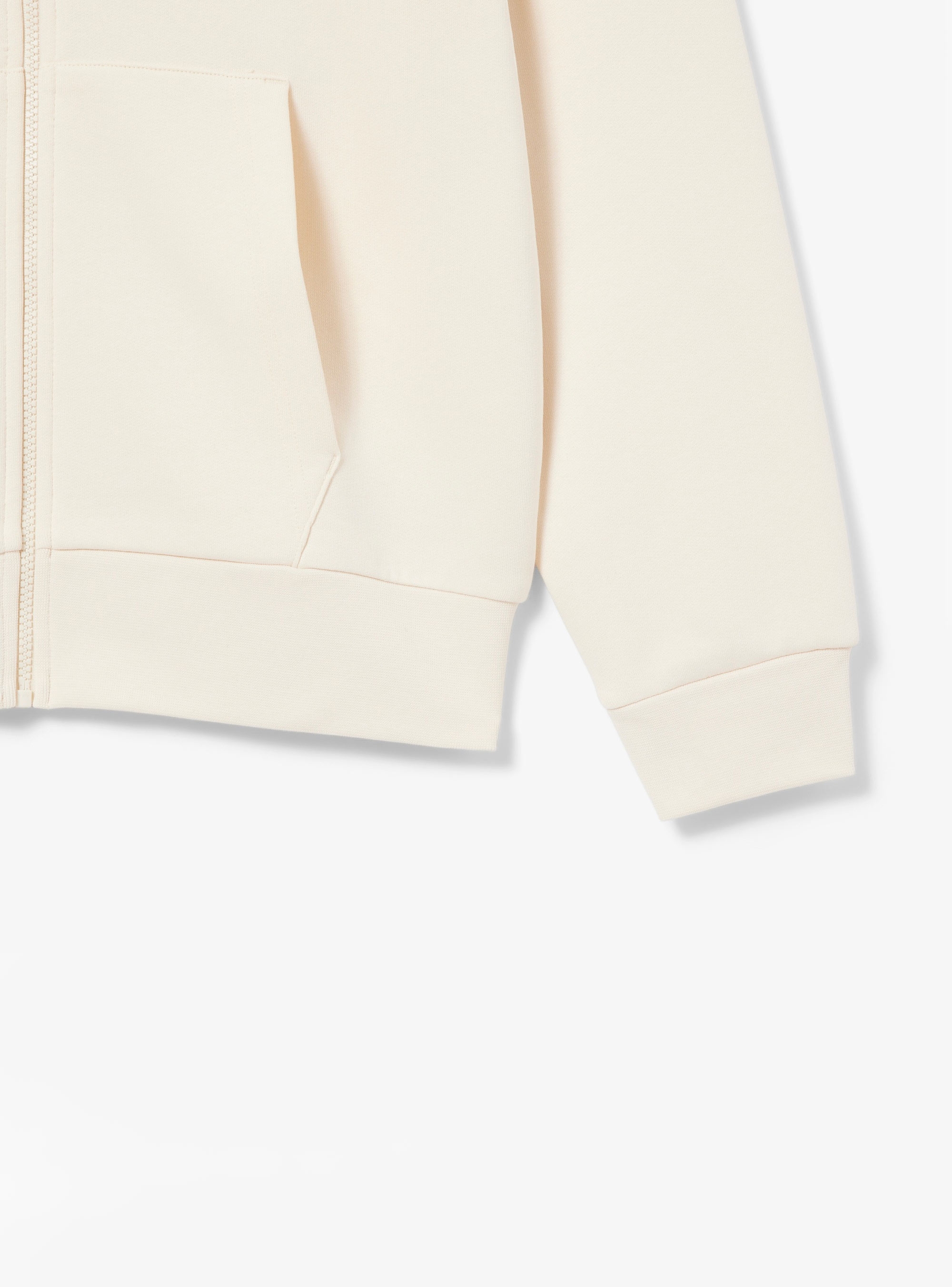 Lacoste Zip-Up Fleece Hoodie - Ecru