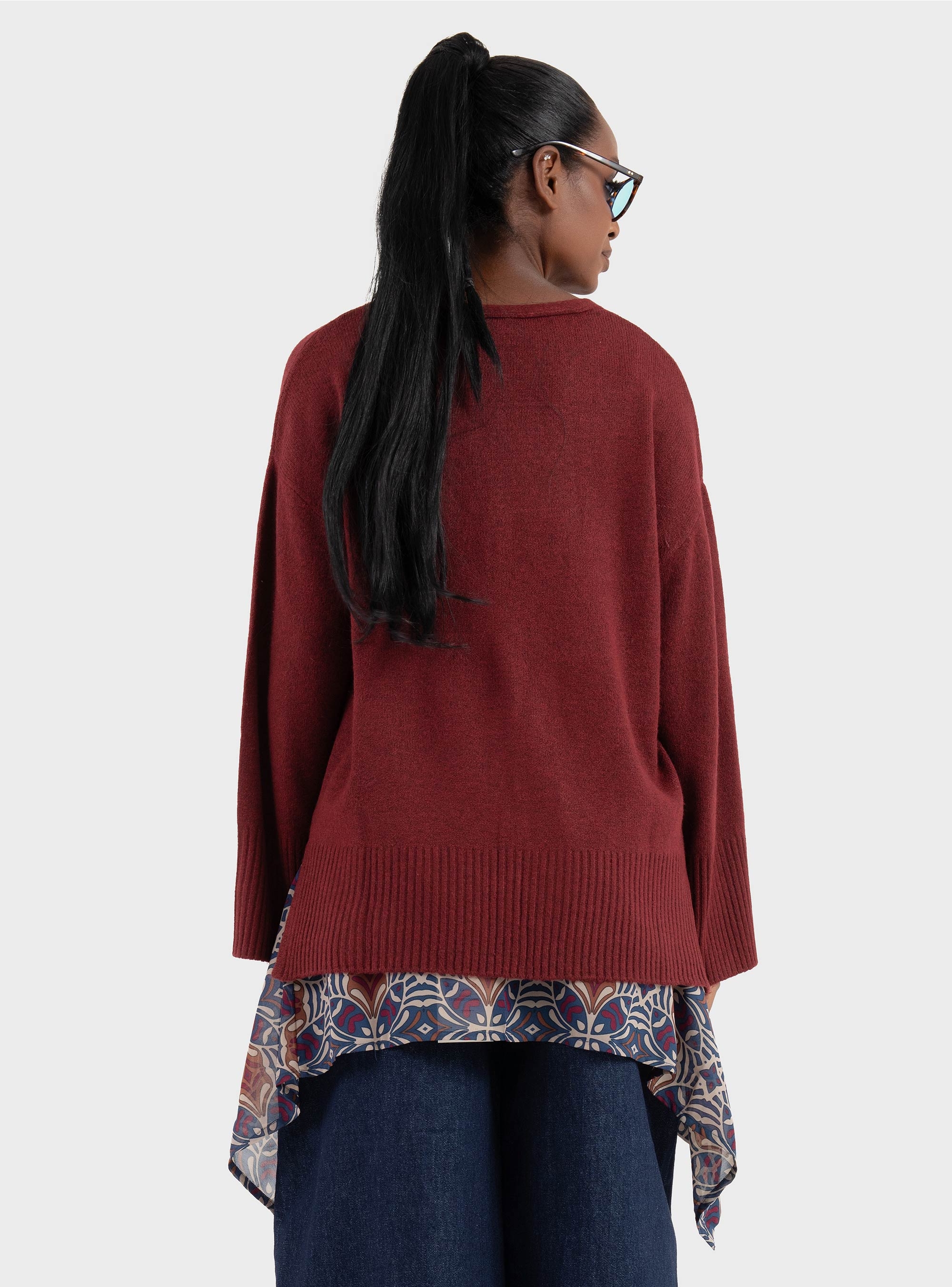 JJXX Lucca Diverse V-Neck Knit - Bordeaux