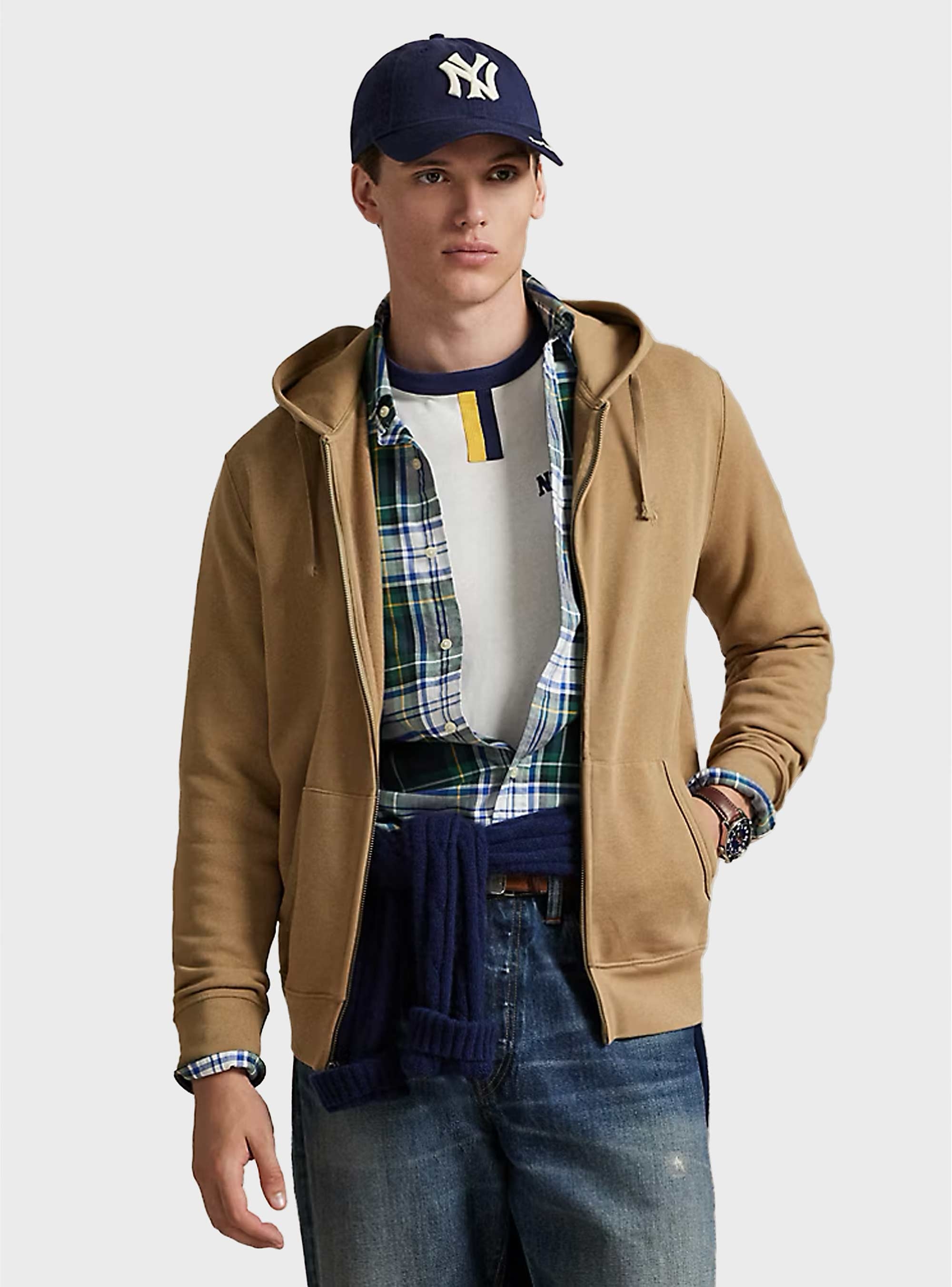 Polo Ralph Lauren Garment-Dyed Fleece Full-Zip Hoodie - Khaki