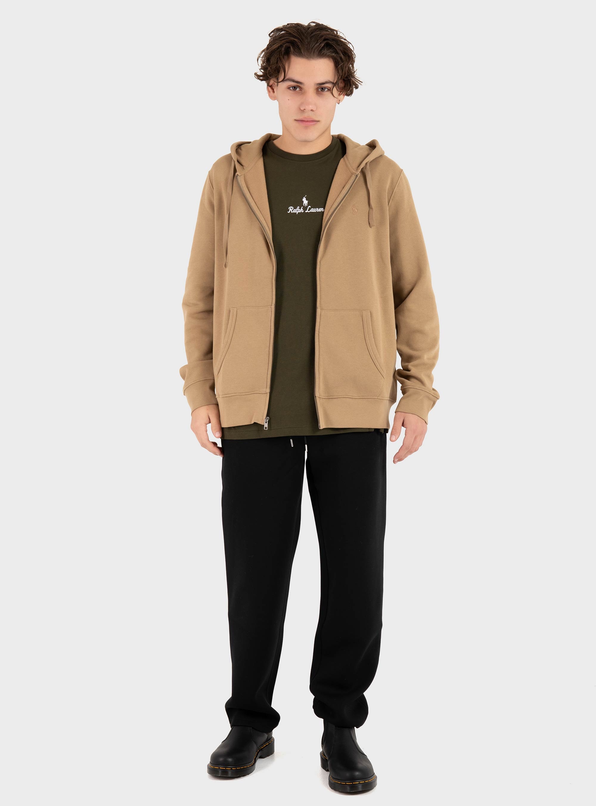 Polo Ralph Lauren Garment-Dyed Fleece Full-Zip Hoodie - Khaki