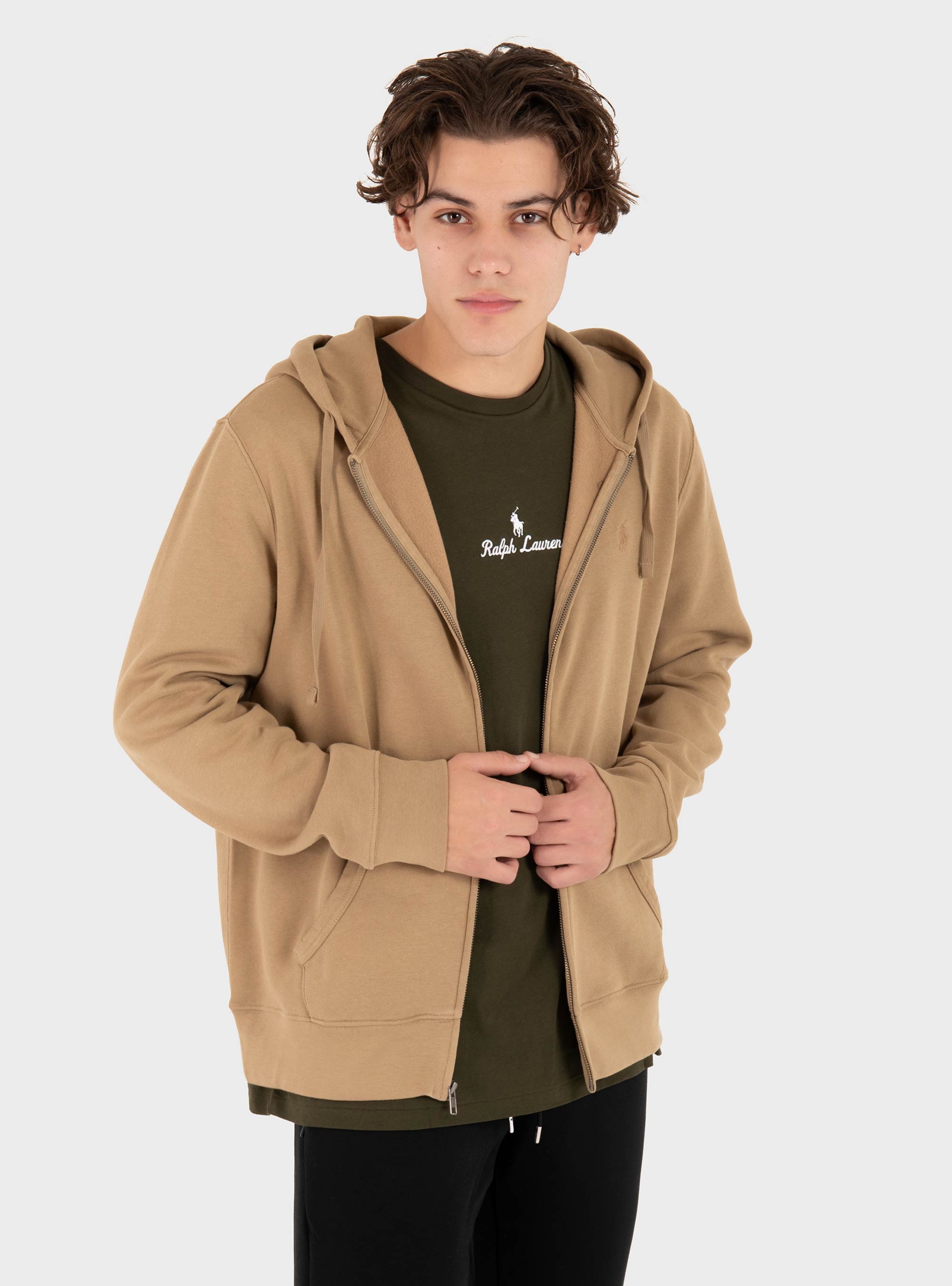 Polo Ralph Lauren Garment-Dyed Fleece Full-Zip Hoodie - Khaki
