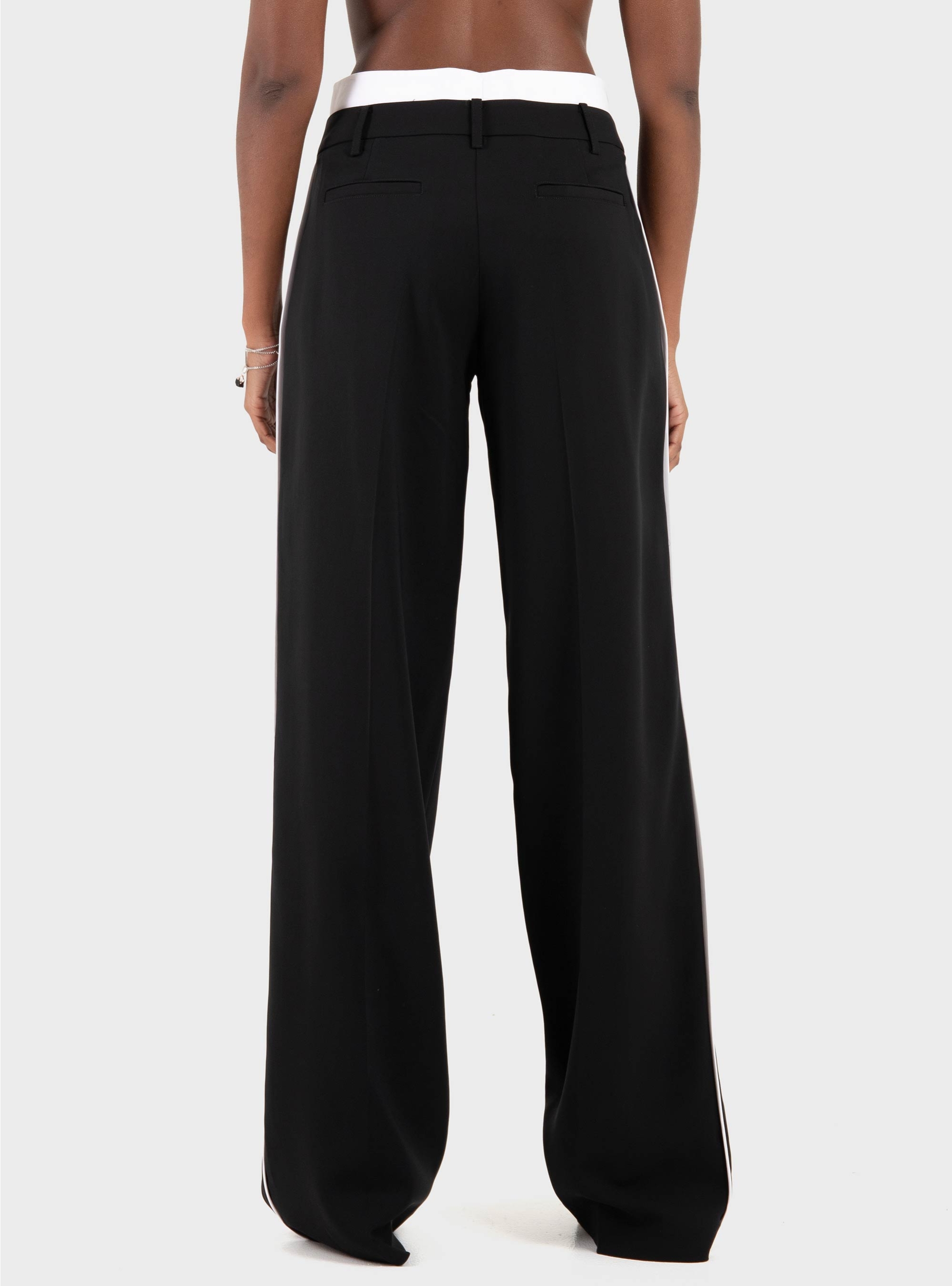 Karl Lagerfeld Contrast Waistband Pants - Black & White