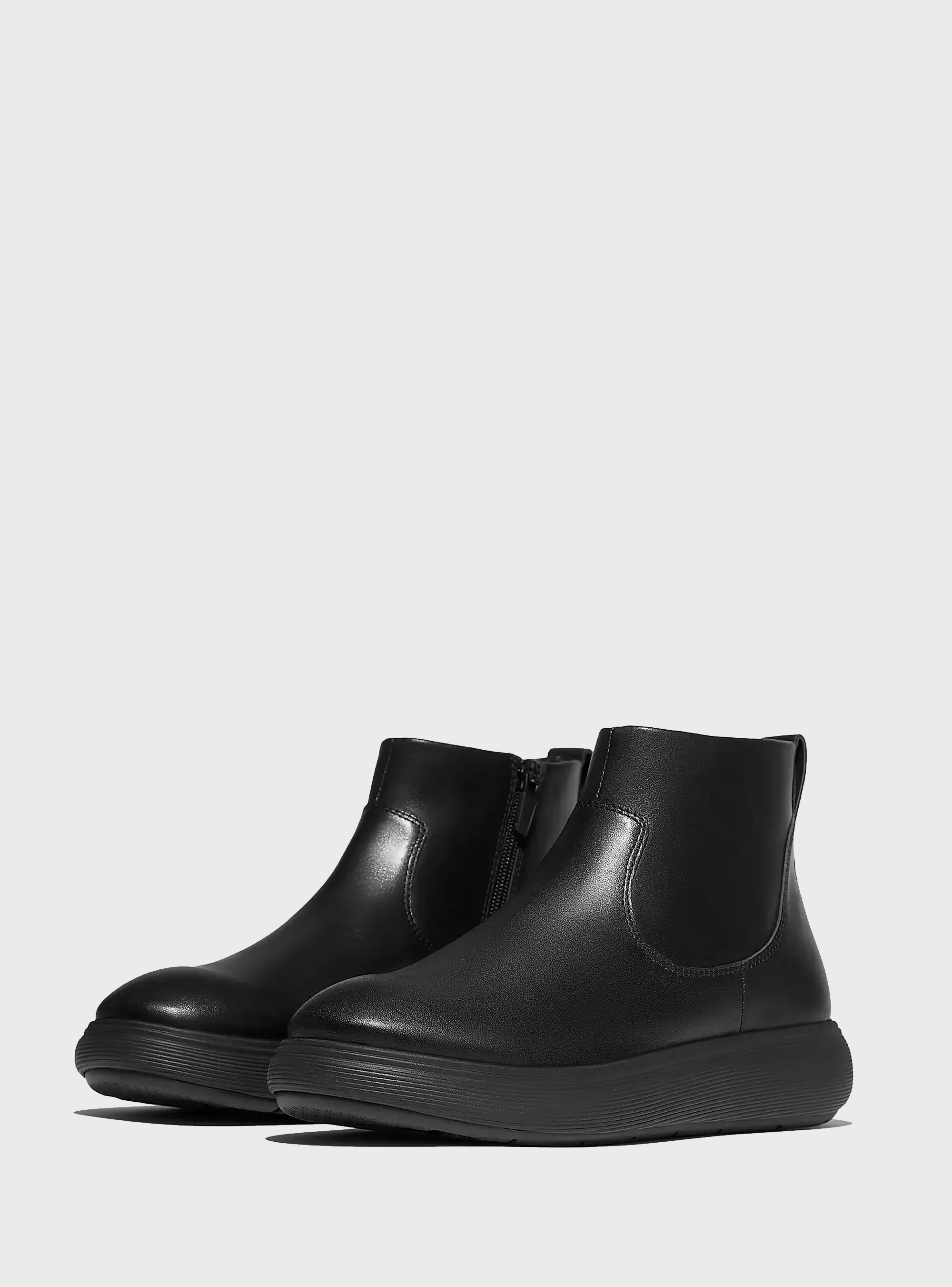 FIT FLOP iQ-COMFF Leather Zip Ankle Boots - Black