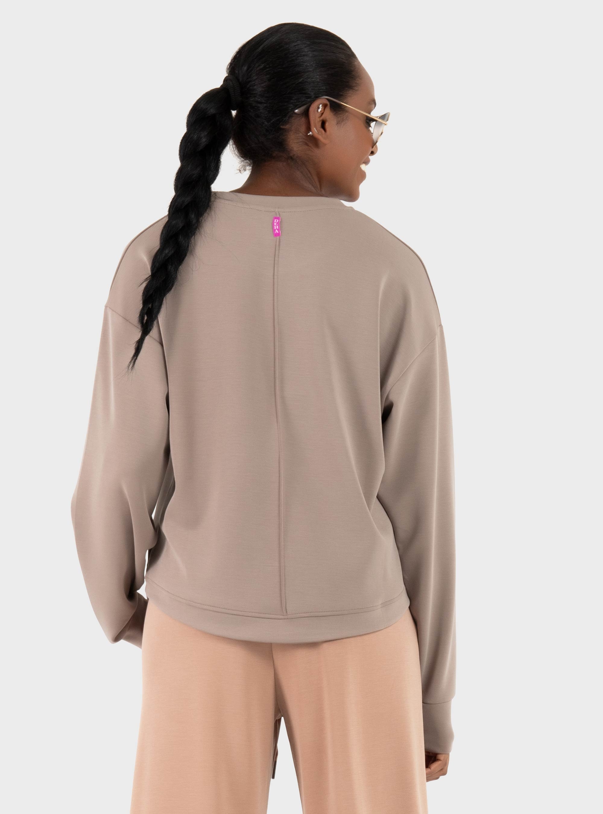 DEHA BLACK SOFT TOUCH MODAL CREW NECK SWEATSHIRT - Taupe